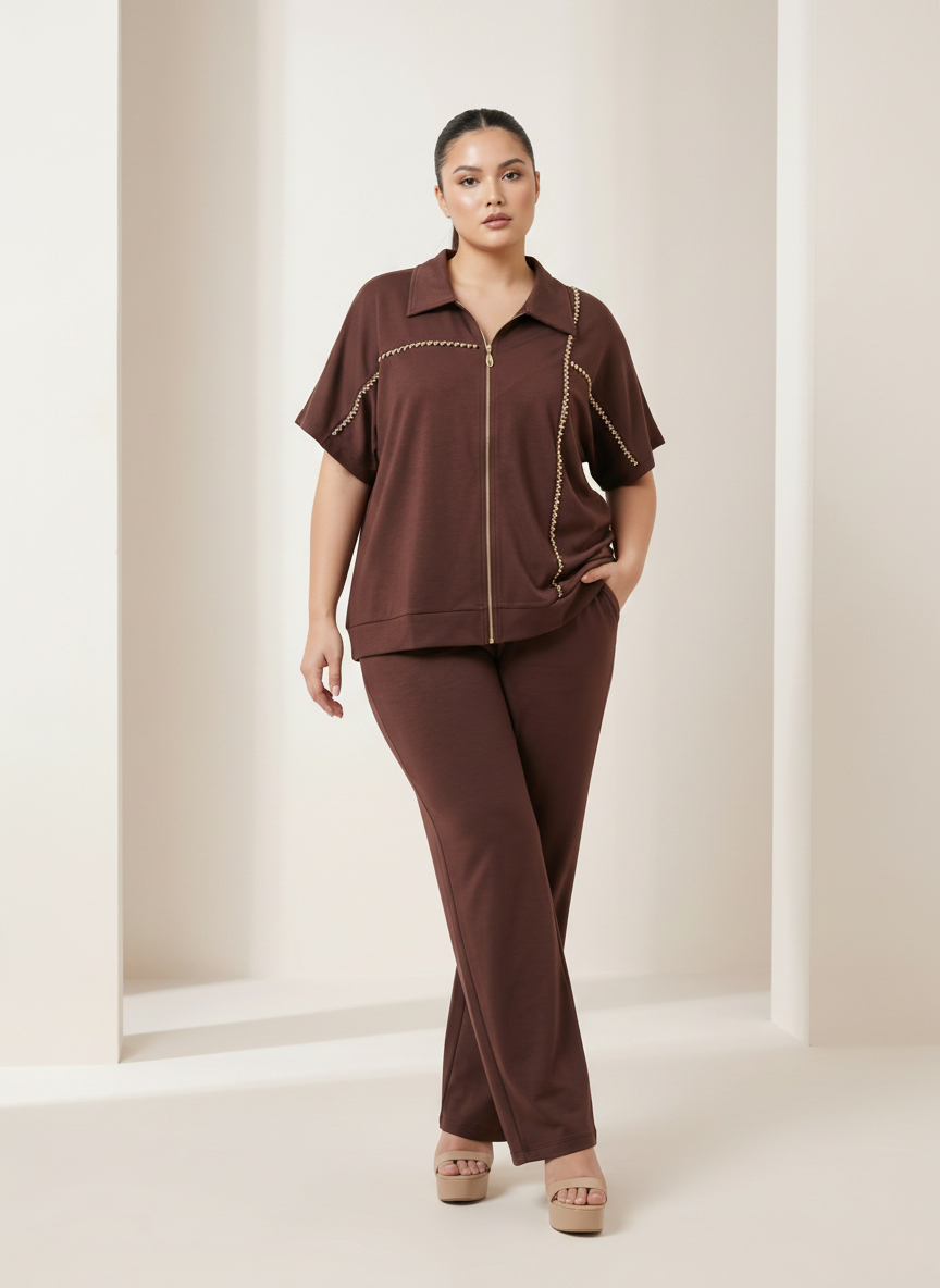 Set elegant damă cu aspect contemporan culoare mocha