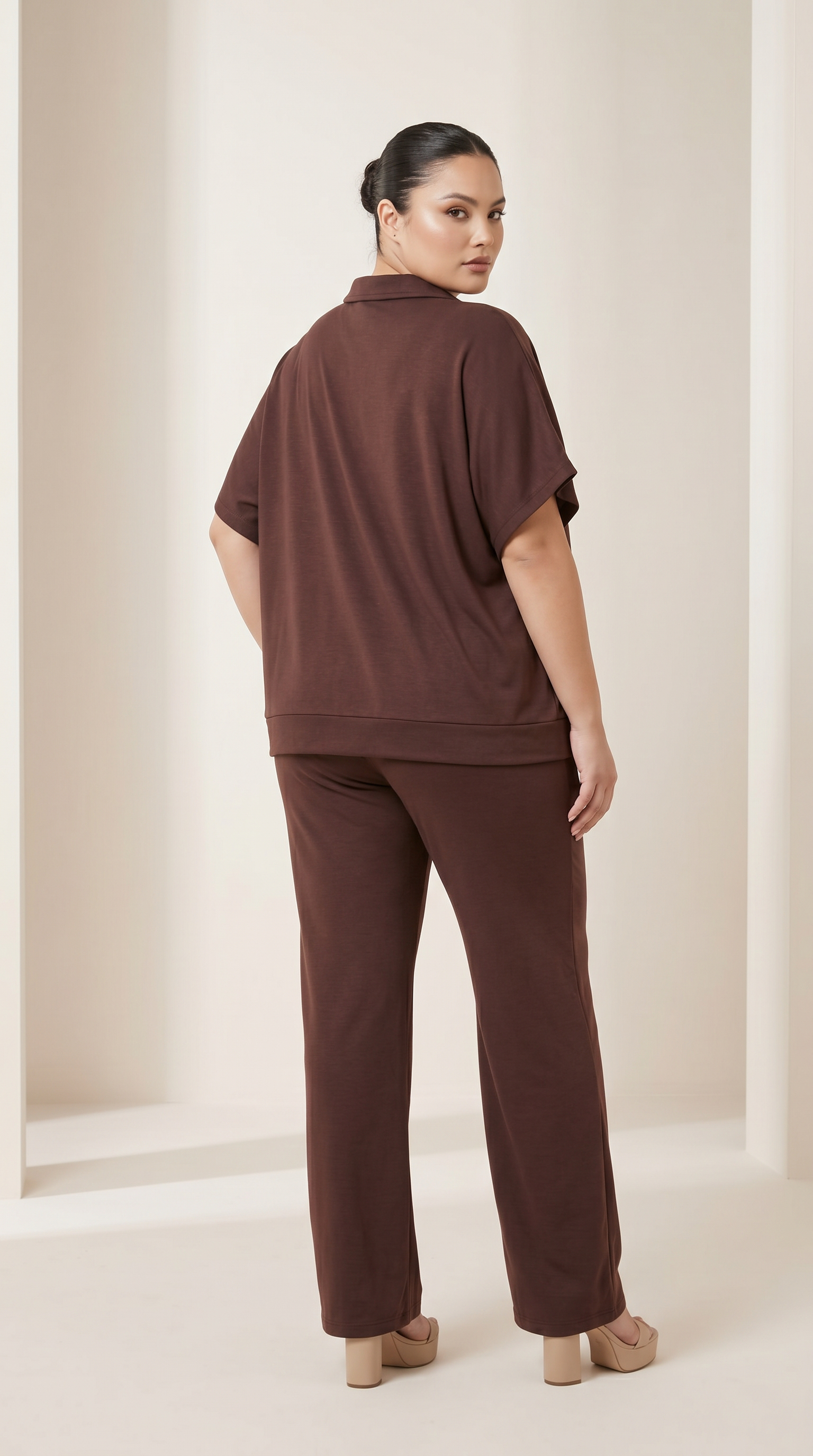Set elegant damă cu aspect contemporan culoare mocha