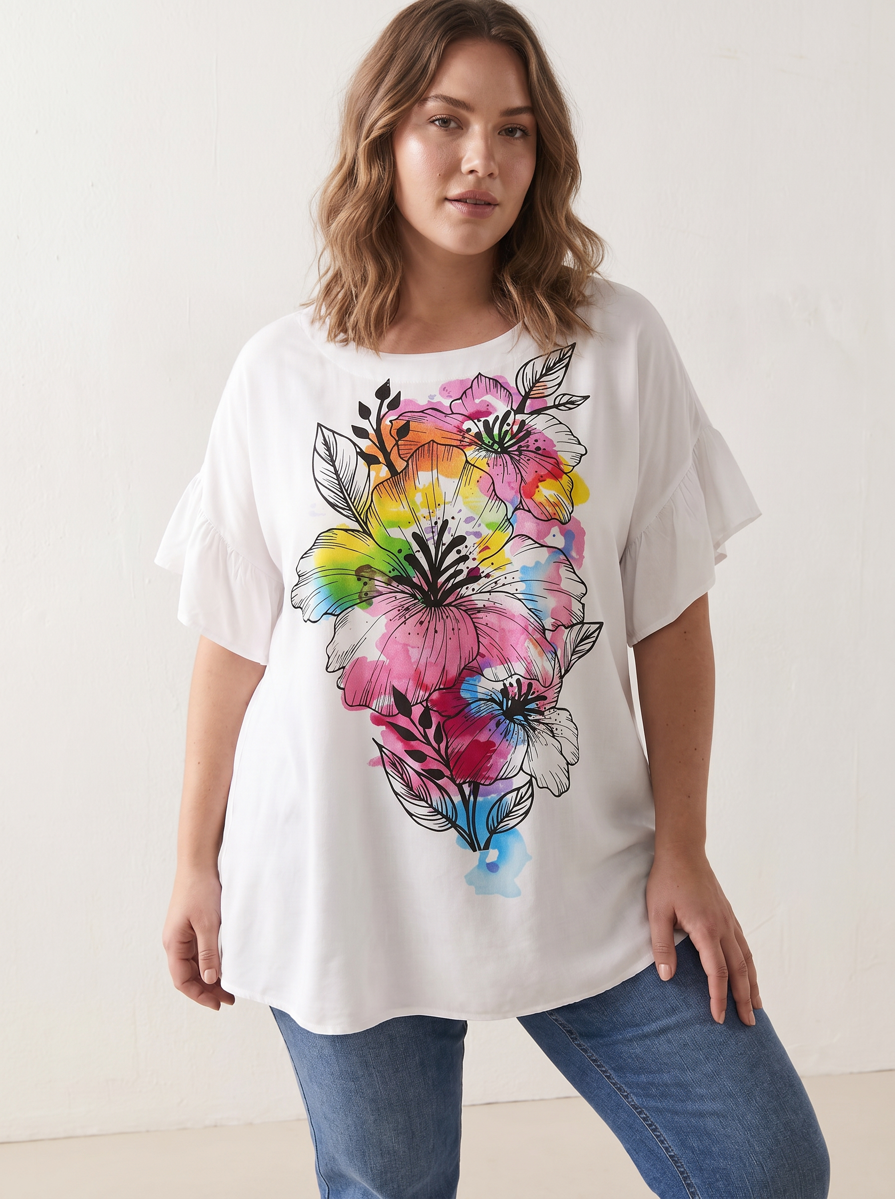 Tunică de vară cu imprimeu floral mărimi mari