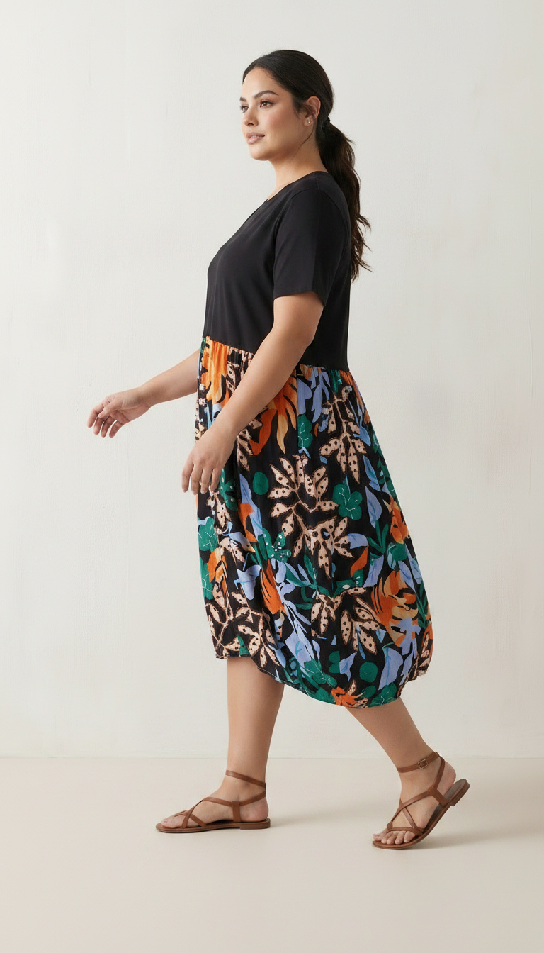 Rochie maxi cu împrimeu colorat