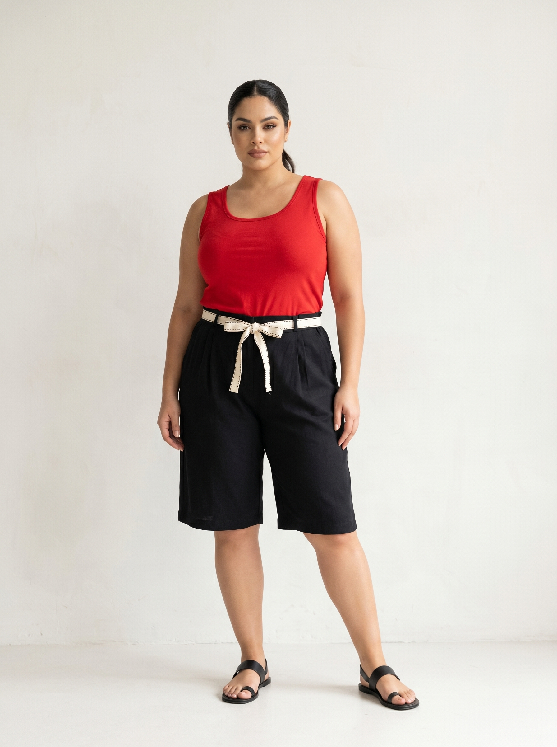Șorturi negre din bumbac elastic mărimi mari