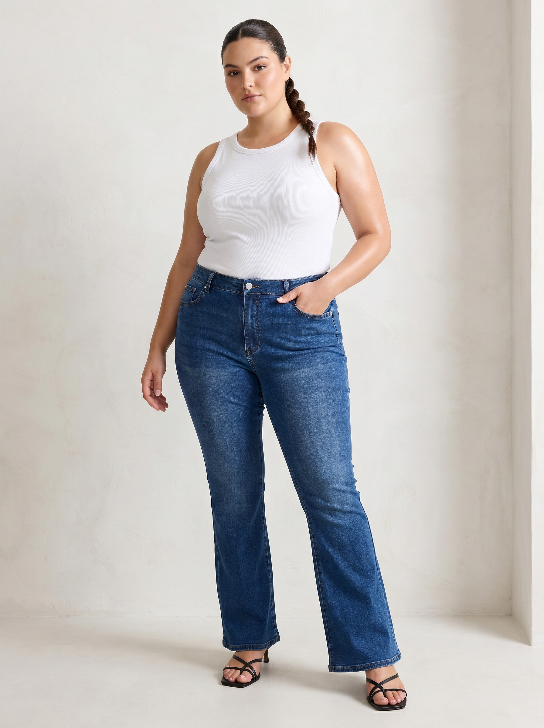 Blugi elastici cu design modern mărimi Plus size
