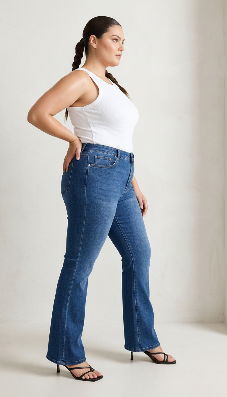 Blugi elastici cu design modern mărimi Plus size