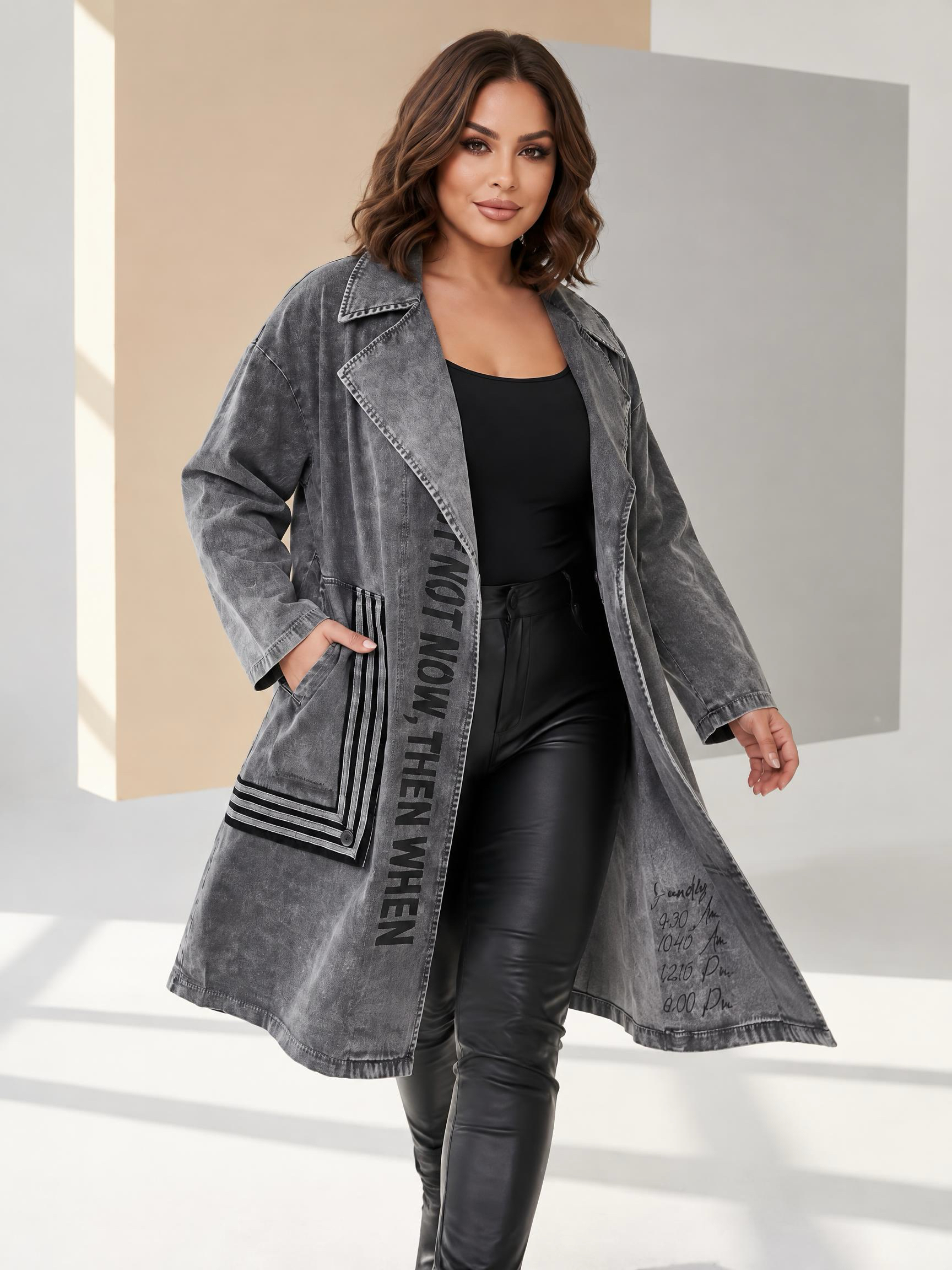 Jachetă modernă din denim de designer cu croială evazată