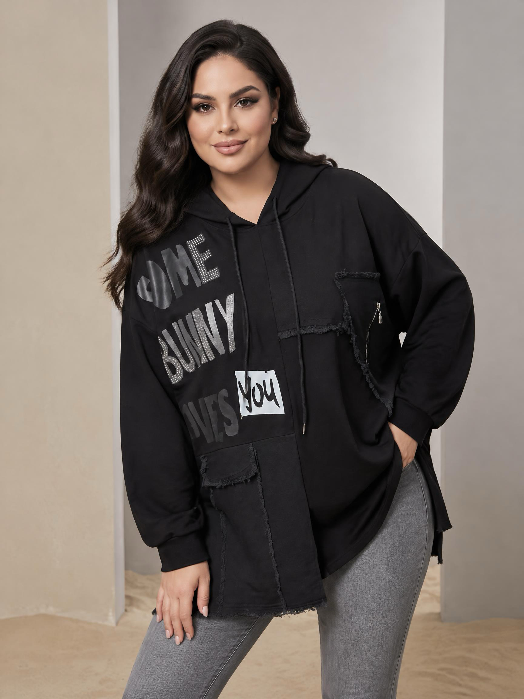 Tunică maxi modernă cu detalii din denim