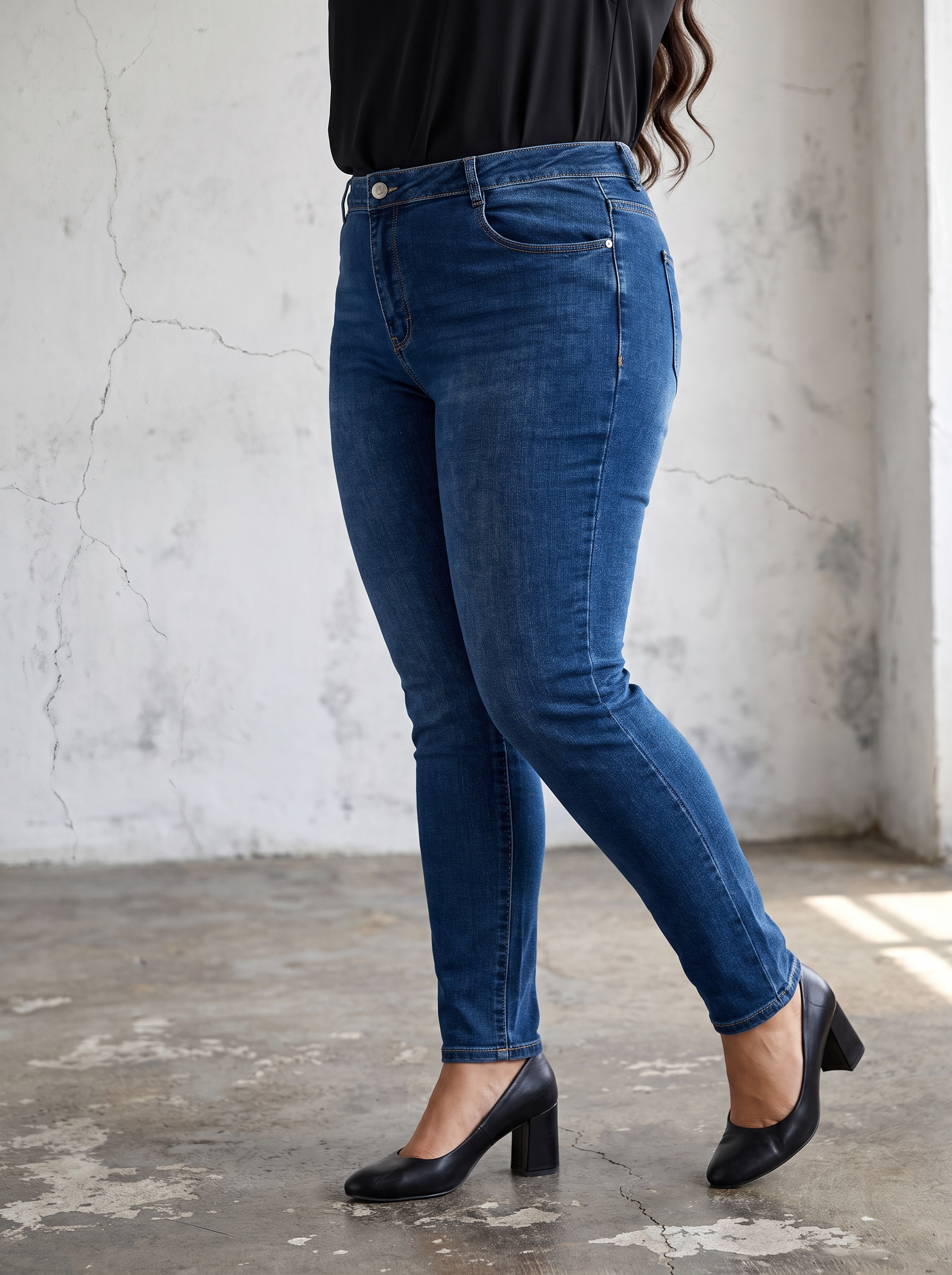 Blugi slim elastici bleumarin cu buzunare