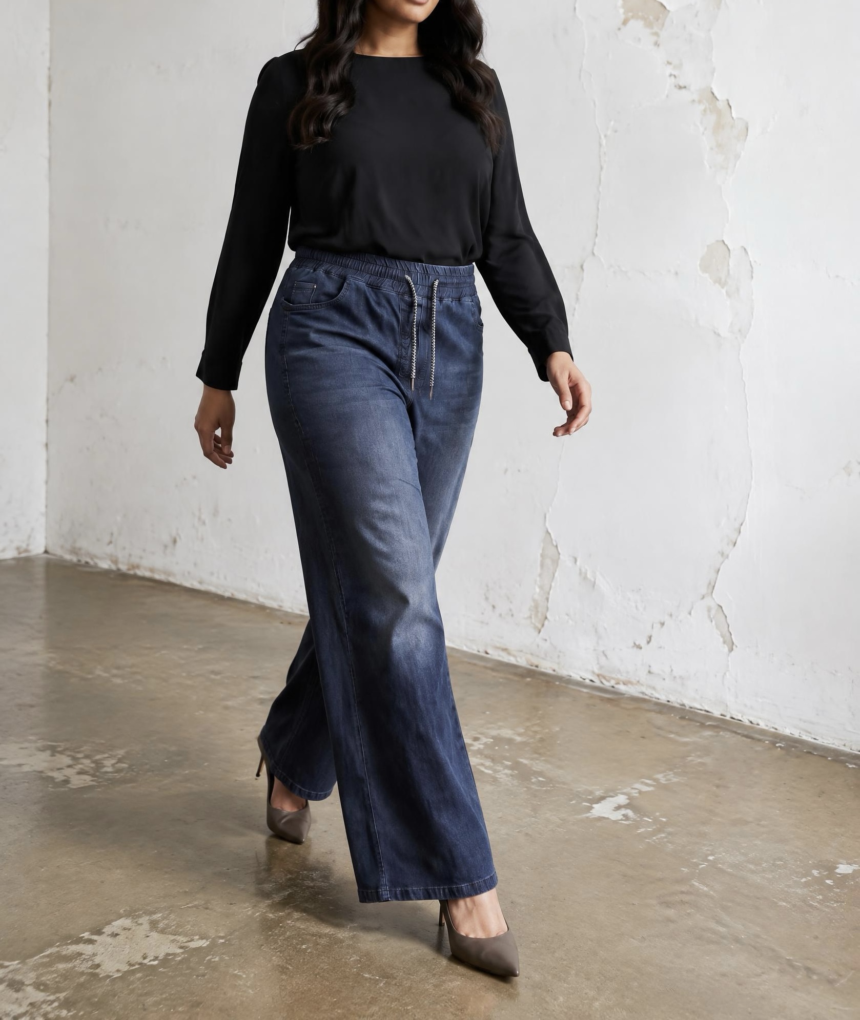 Blugi fashion cu croială largă și efect vintage