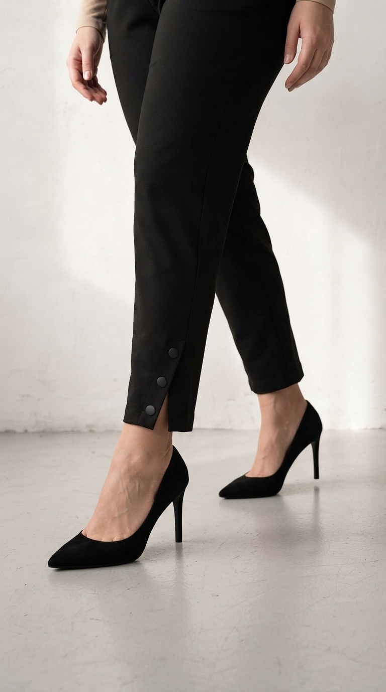 Pantaloni maxi din țesătură Punto Milano cu talie elastică