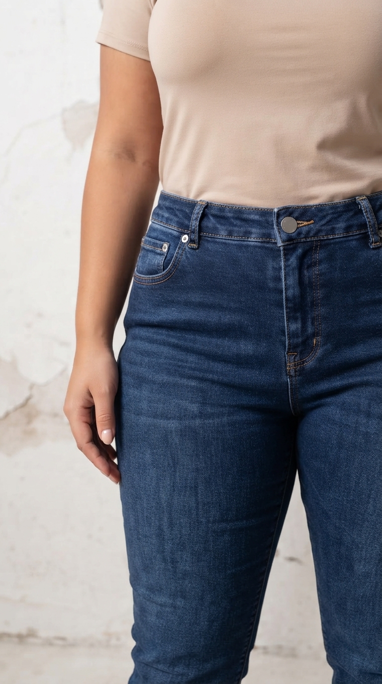 Blugi maxi din denim bleumarin cu material elastic