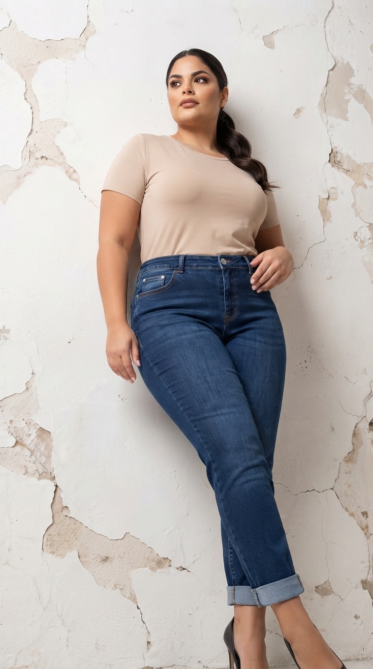 Blugi maxi din denim bleumarin cu material elastic