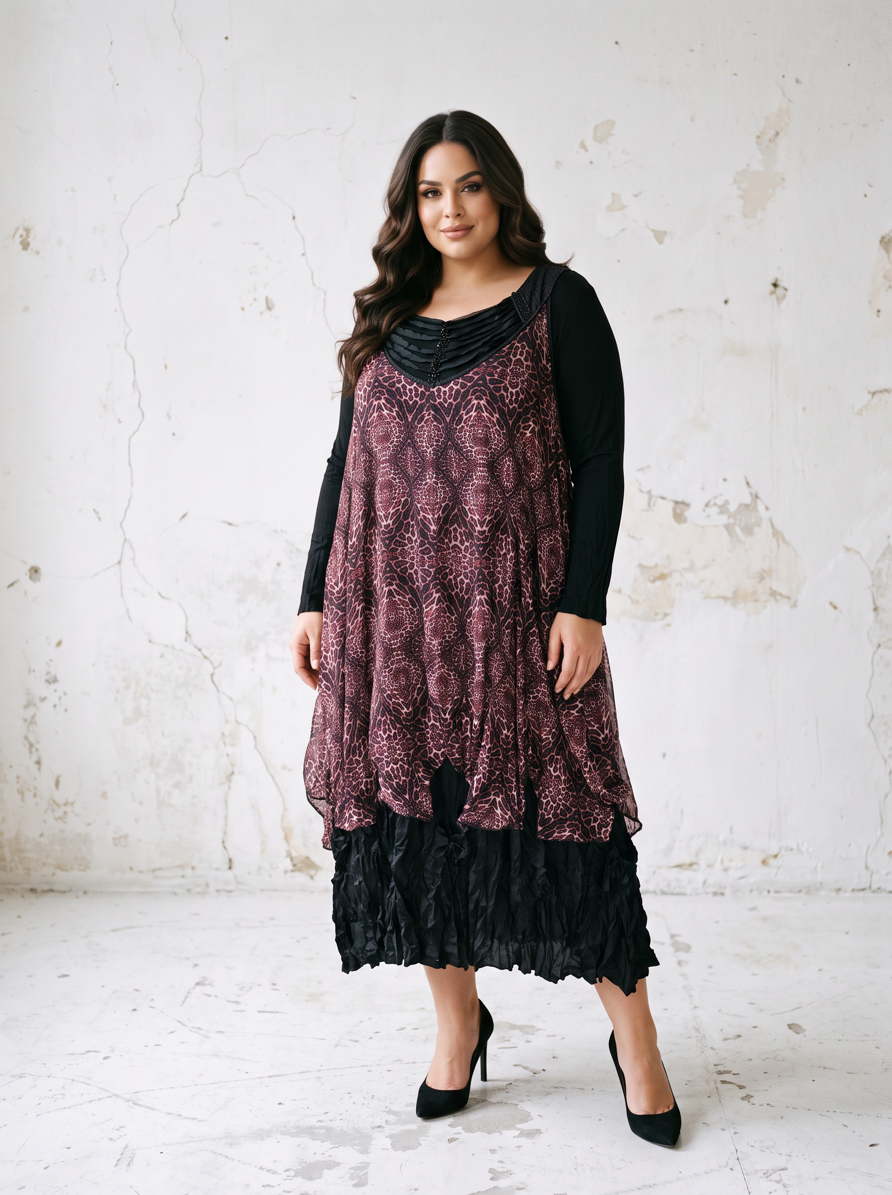 Rochie elegantă din două piese cu imprimeu animal print