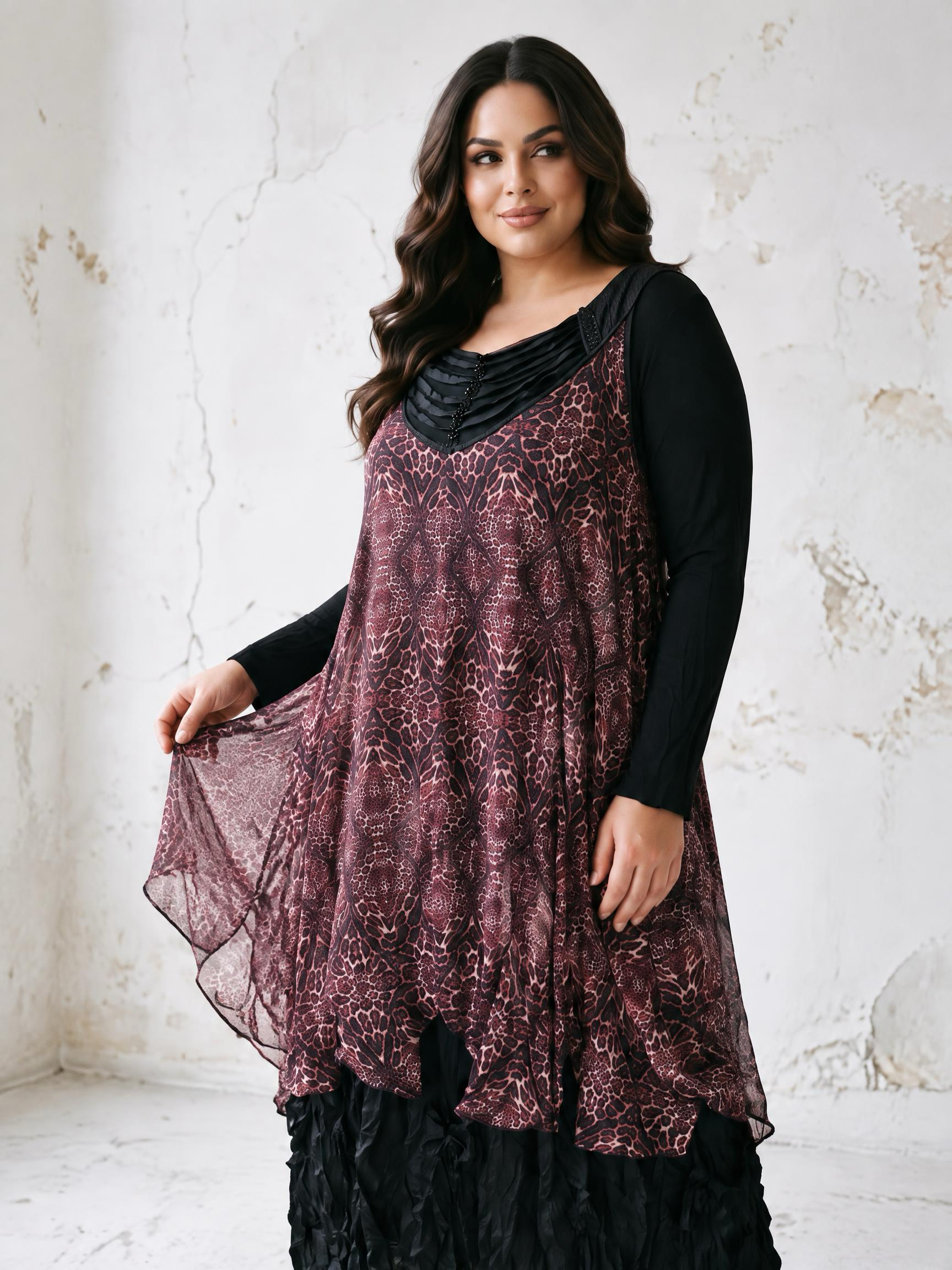Rochie elegantă din două piese cu imprimeu animal print