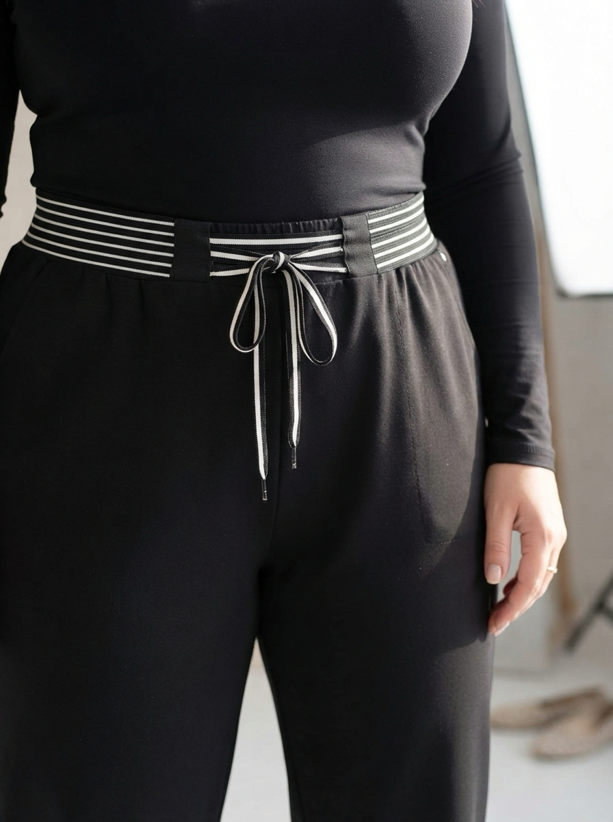 Pantaloni din tricot elastic cu croială largă și talie elastică