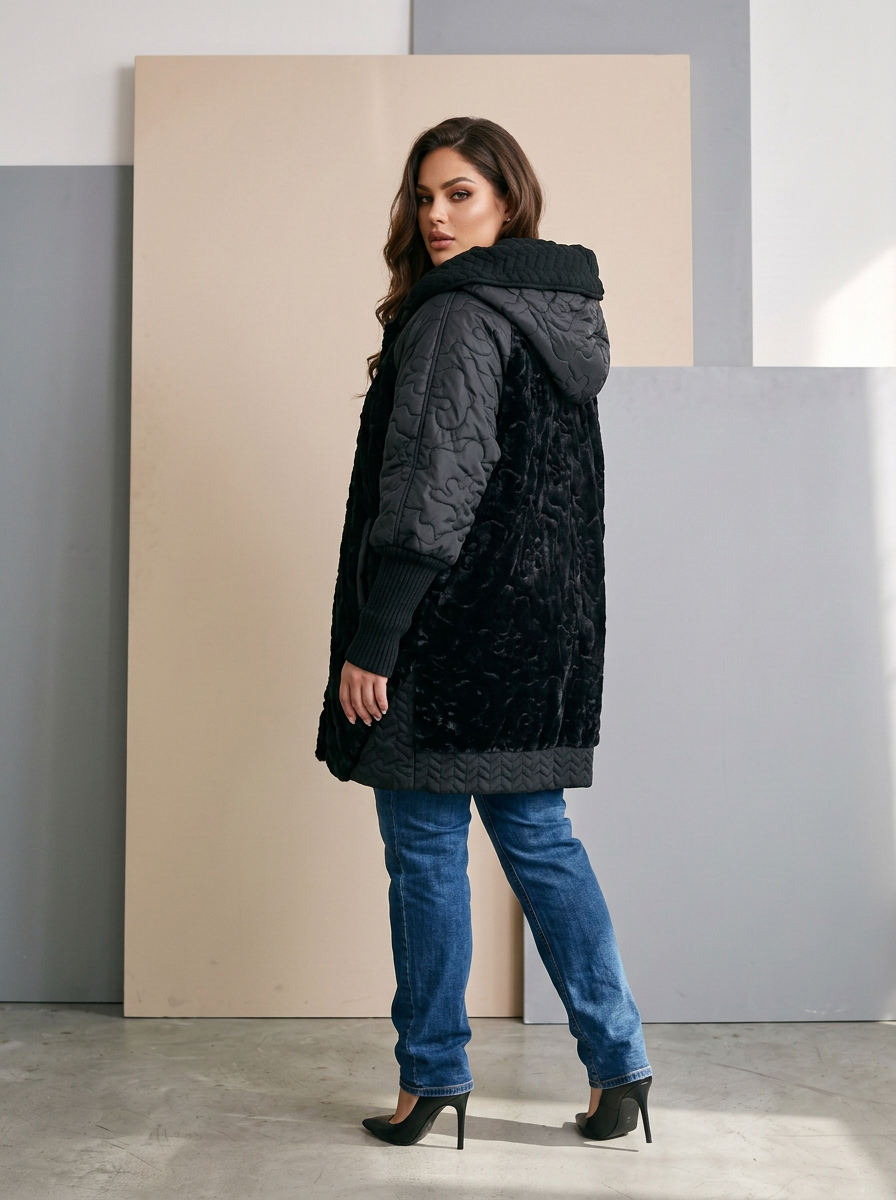 Geacă de iarnă designer cu detalii pufoase