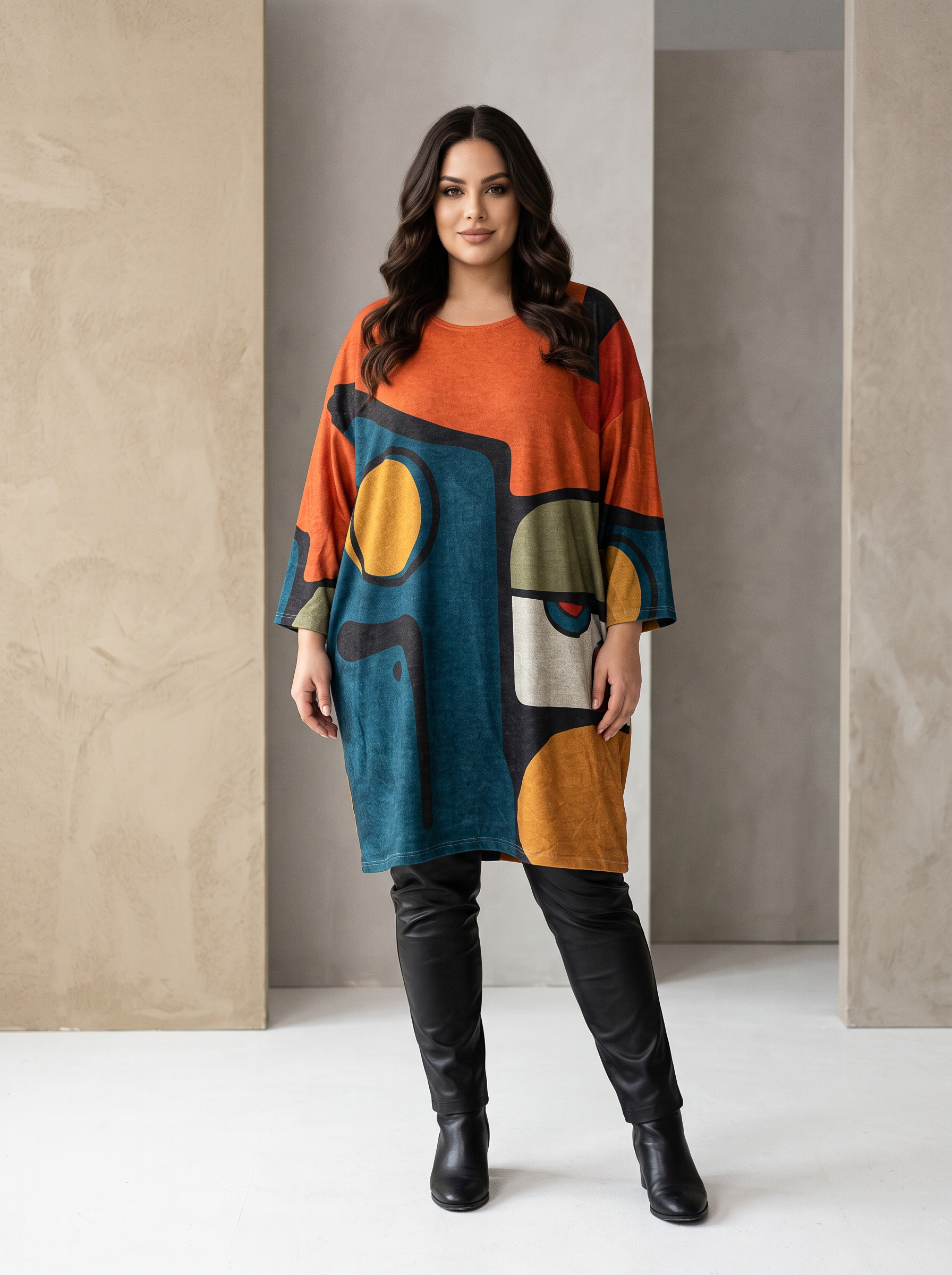 Tunică maxi de damă în stil urban chic