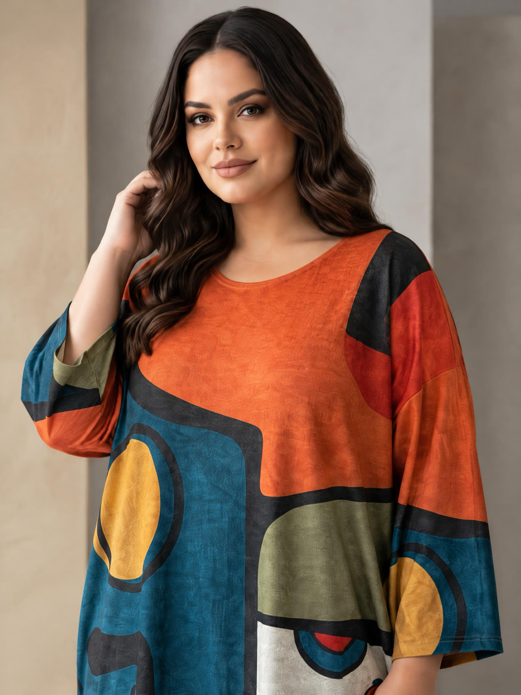 Tunică maxi de damă în stil urban chic