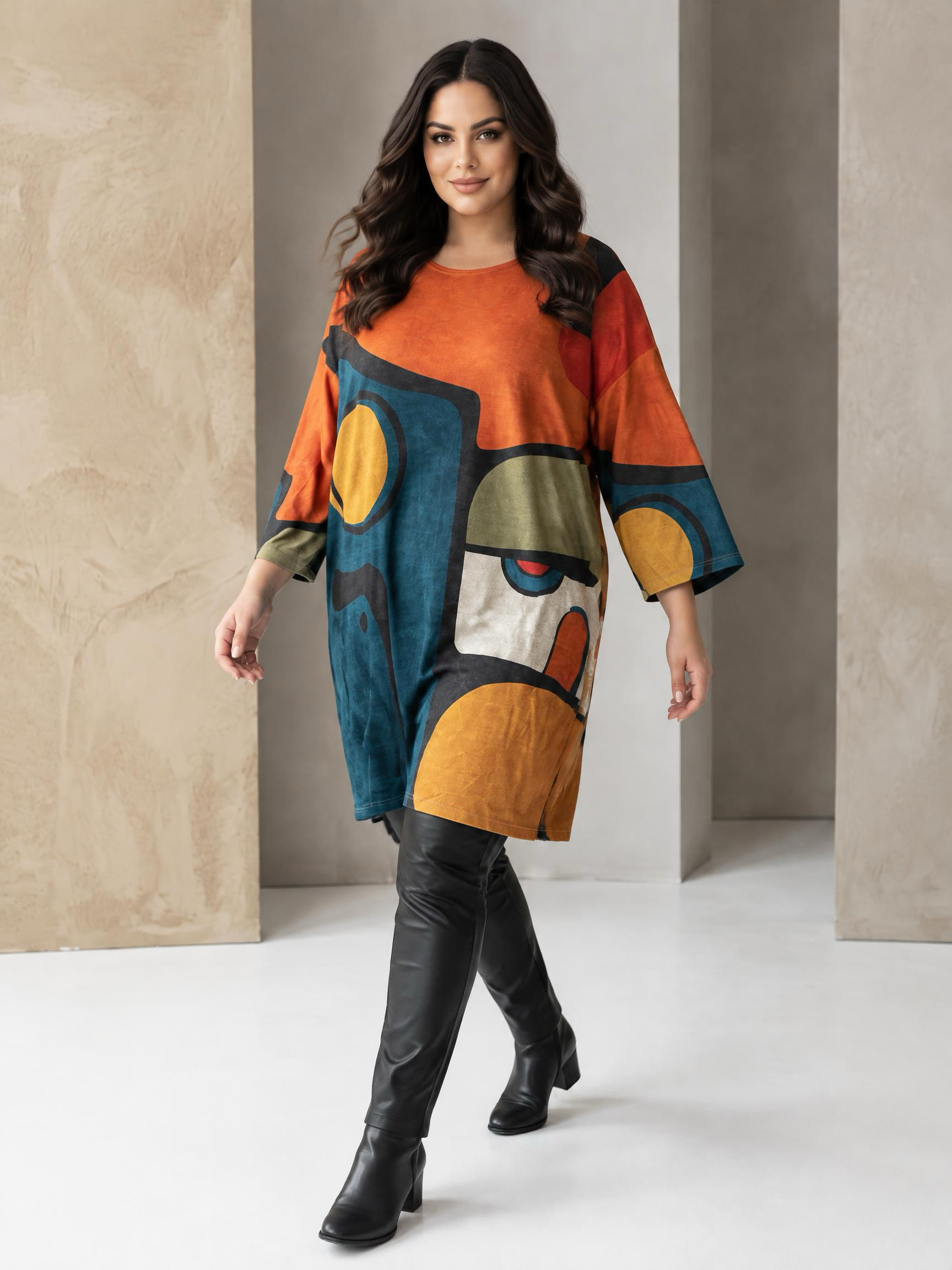 Tunică maxi de damă în stil urban chic