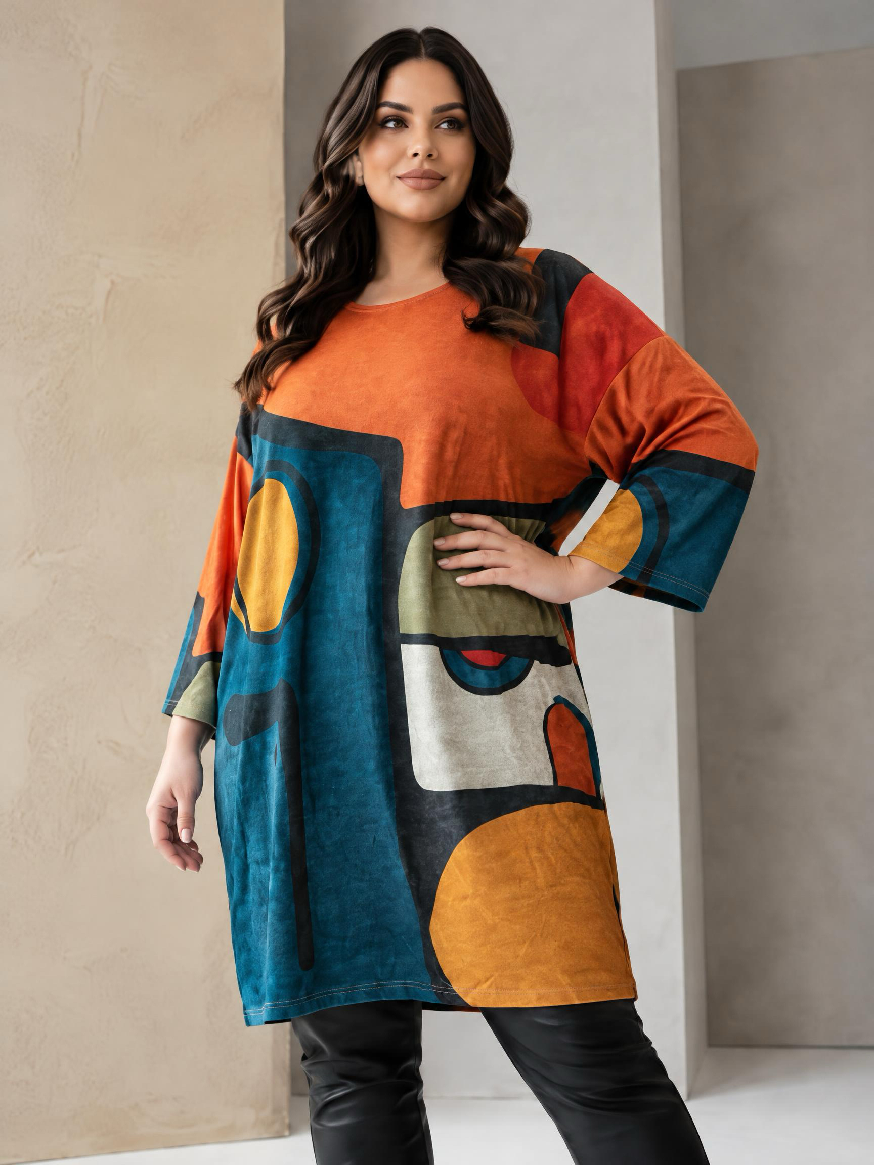 Tunică maxi de damă în stil urban chic
