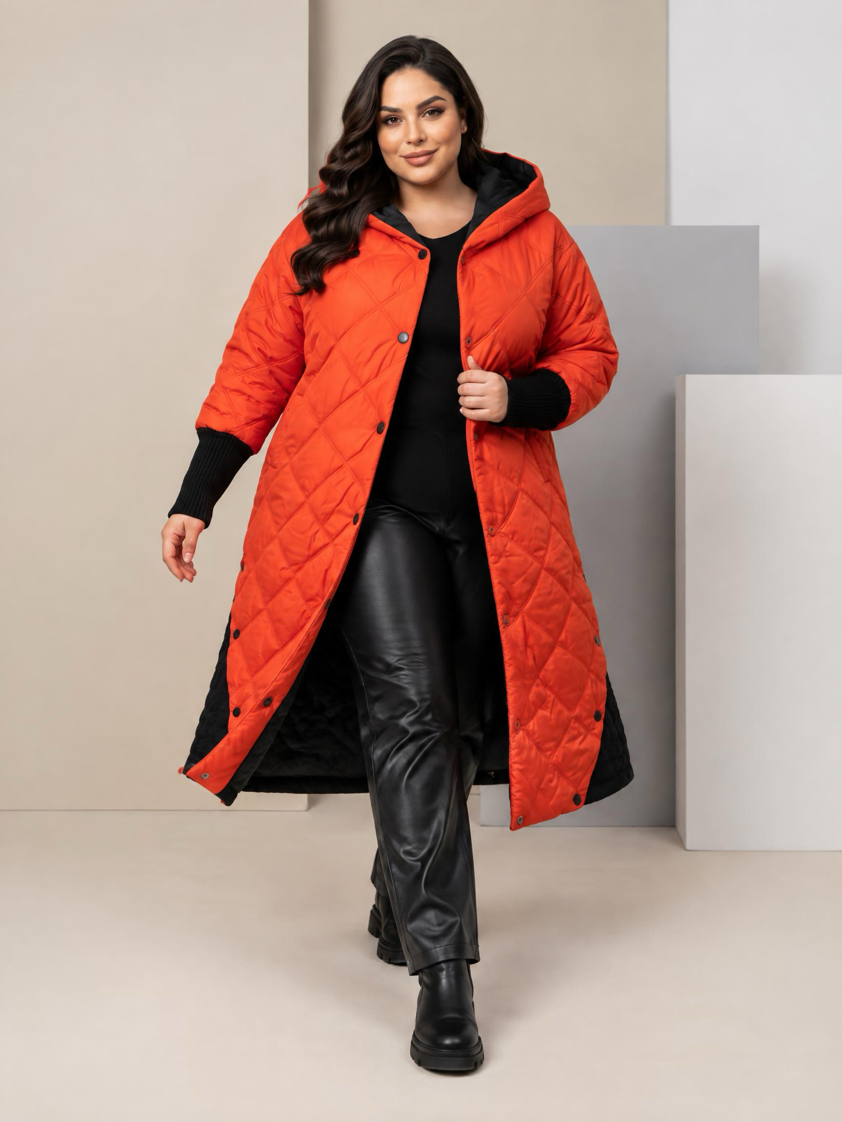 GEACĂ DE IARNĂ MAXI DIN COLECȚIA DESIGNER CULOARE ROȘIE