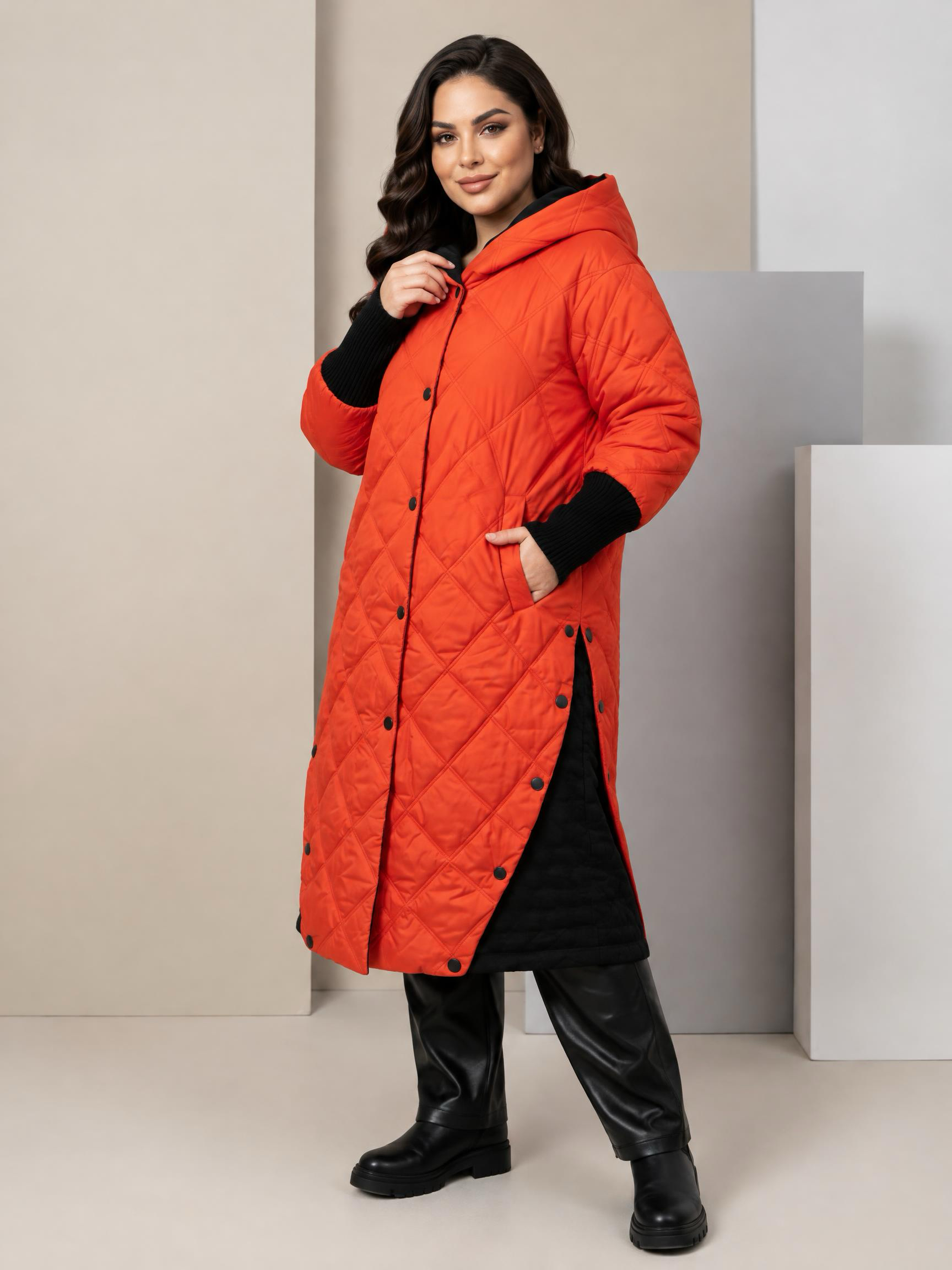 GEACĂ DE IARNĂ MAXI DIN COLECȚIA DESIGNER CULOARE ROȘIE