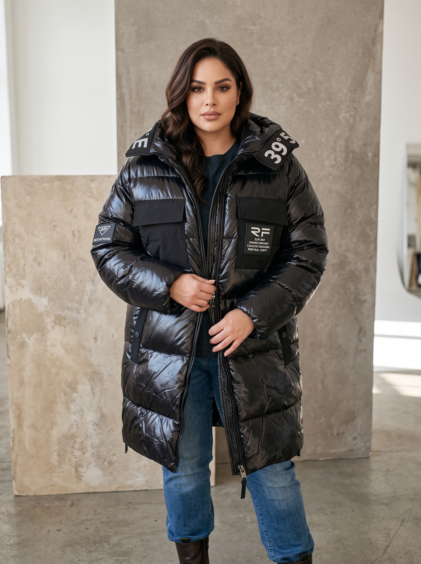 Geacă de iarnă de designer cu aspect modern în mărimi mari