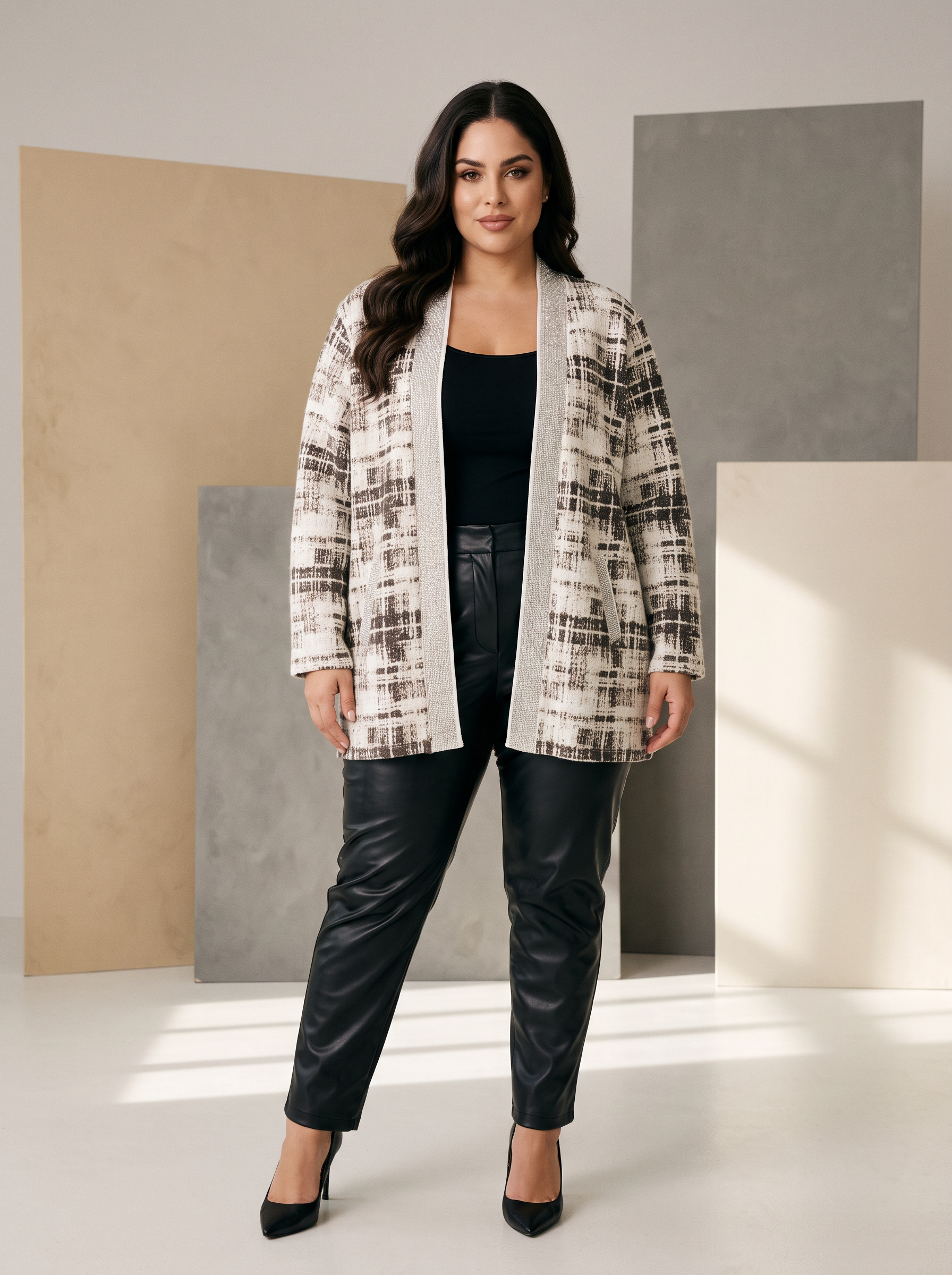 Cardigan gros din jacquard cu strălucire delicată