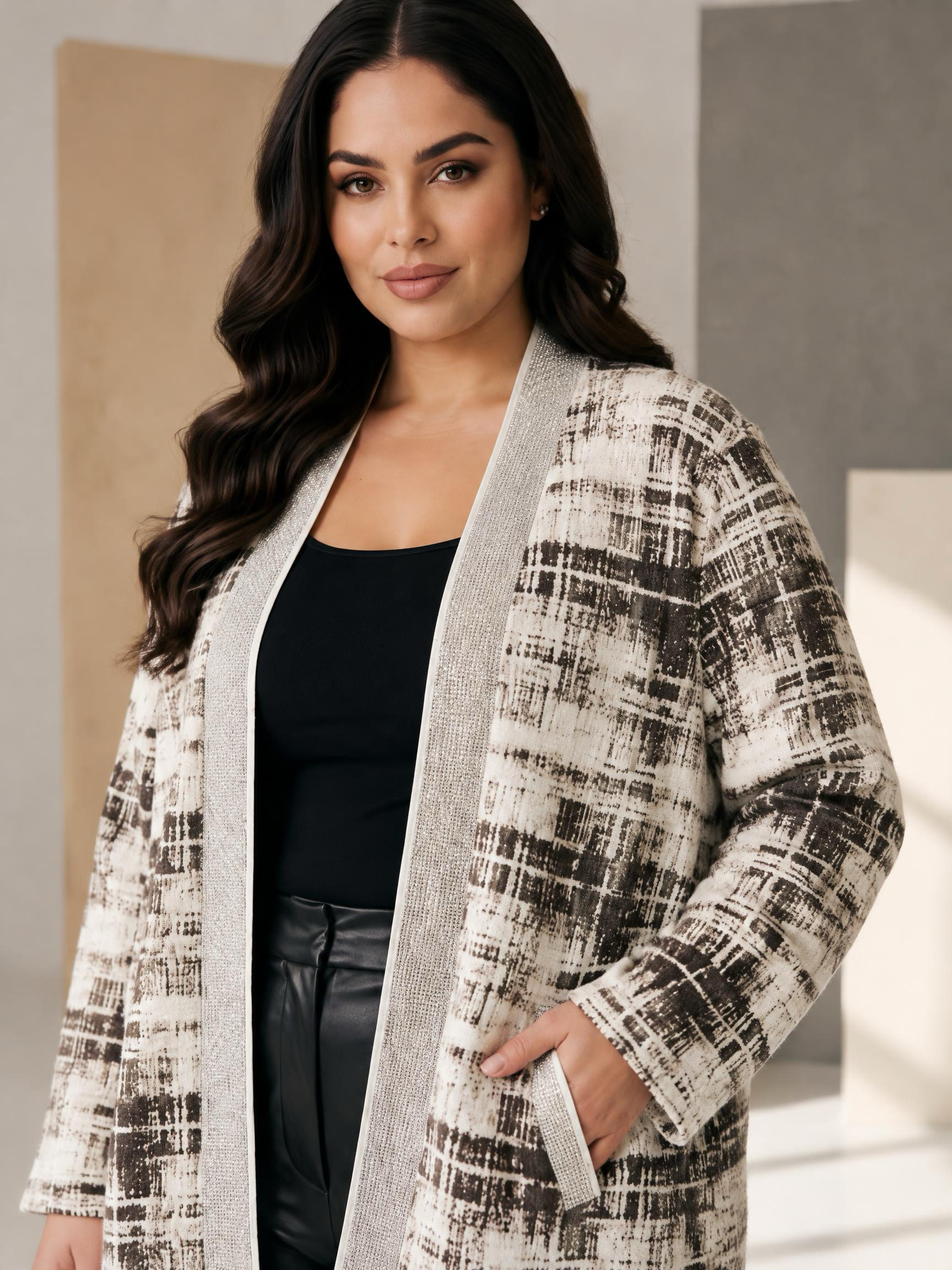 Cardigan gros din jacquard cu strălucire delicată