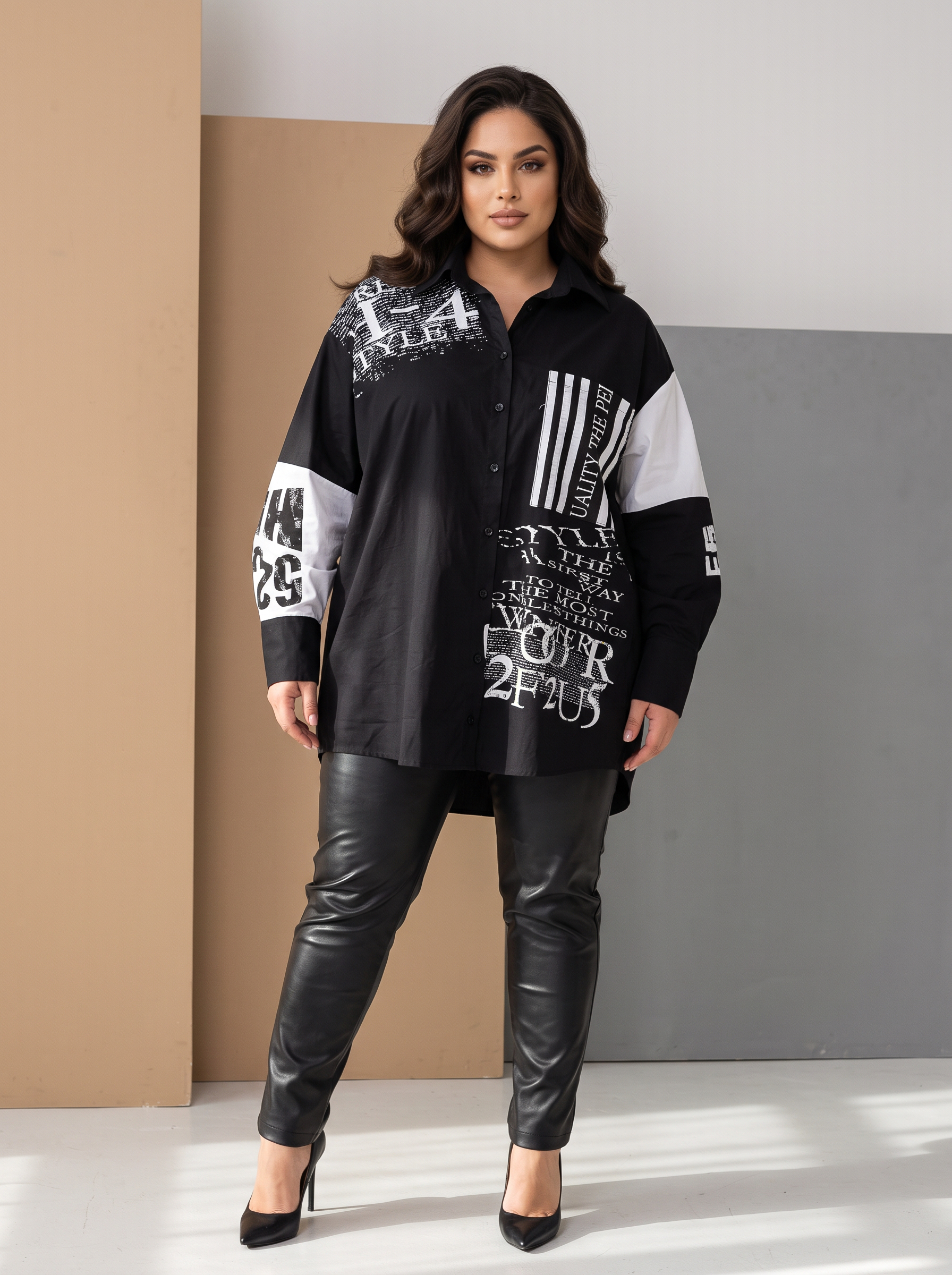 Cămașă de designer cu croială lejeră pentru mărimi mari