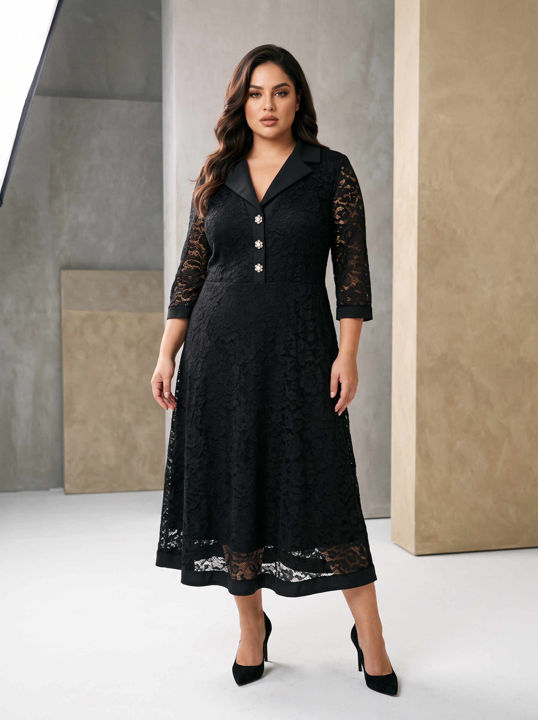 Rochie elegantă din dantelă deosebită cu broderie spectaculoasă