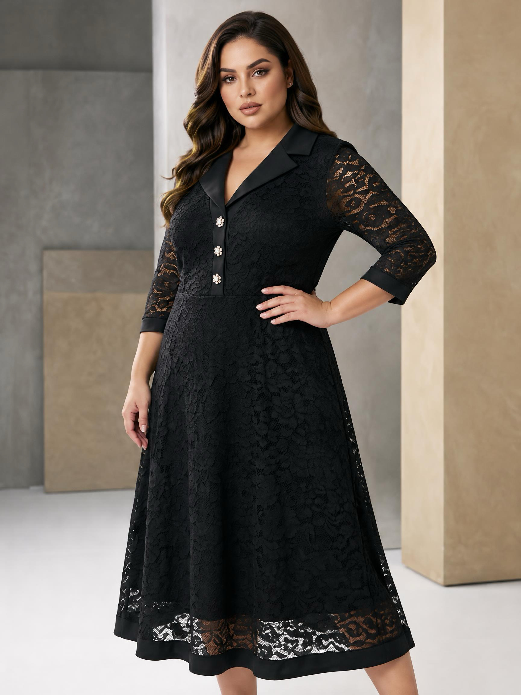 Rochie elegantă din dantelă deosebită cu broderie spectaculoasă