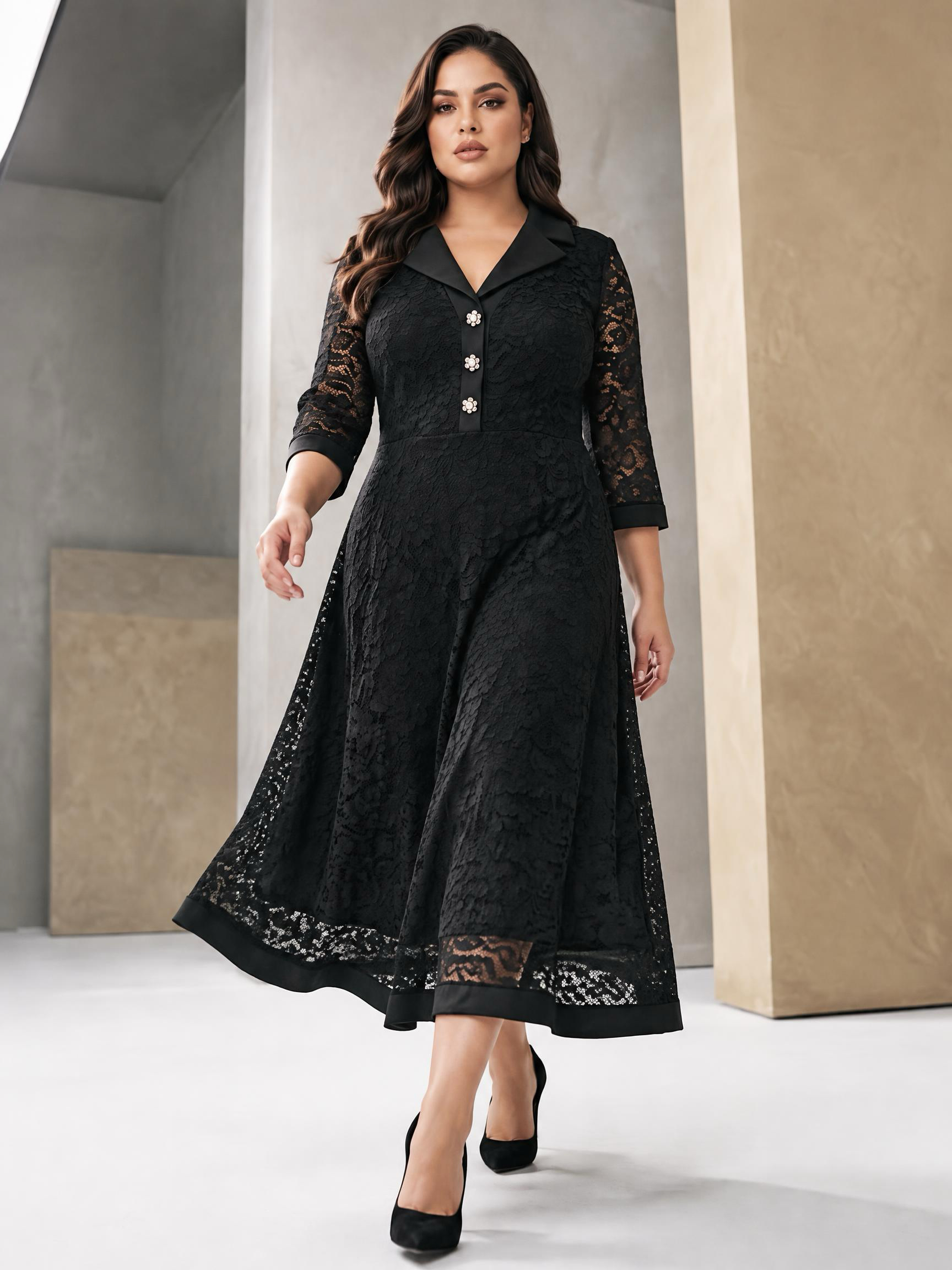 Rochie elegantă din dantelă deosebită cu broderie spectaculoasă