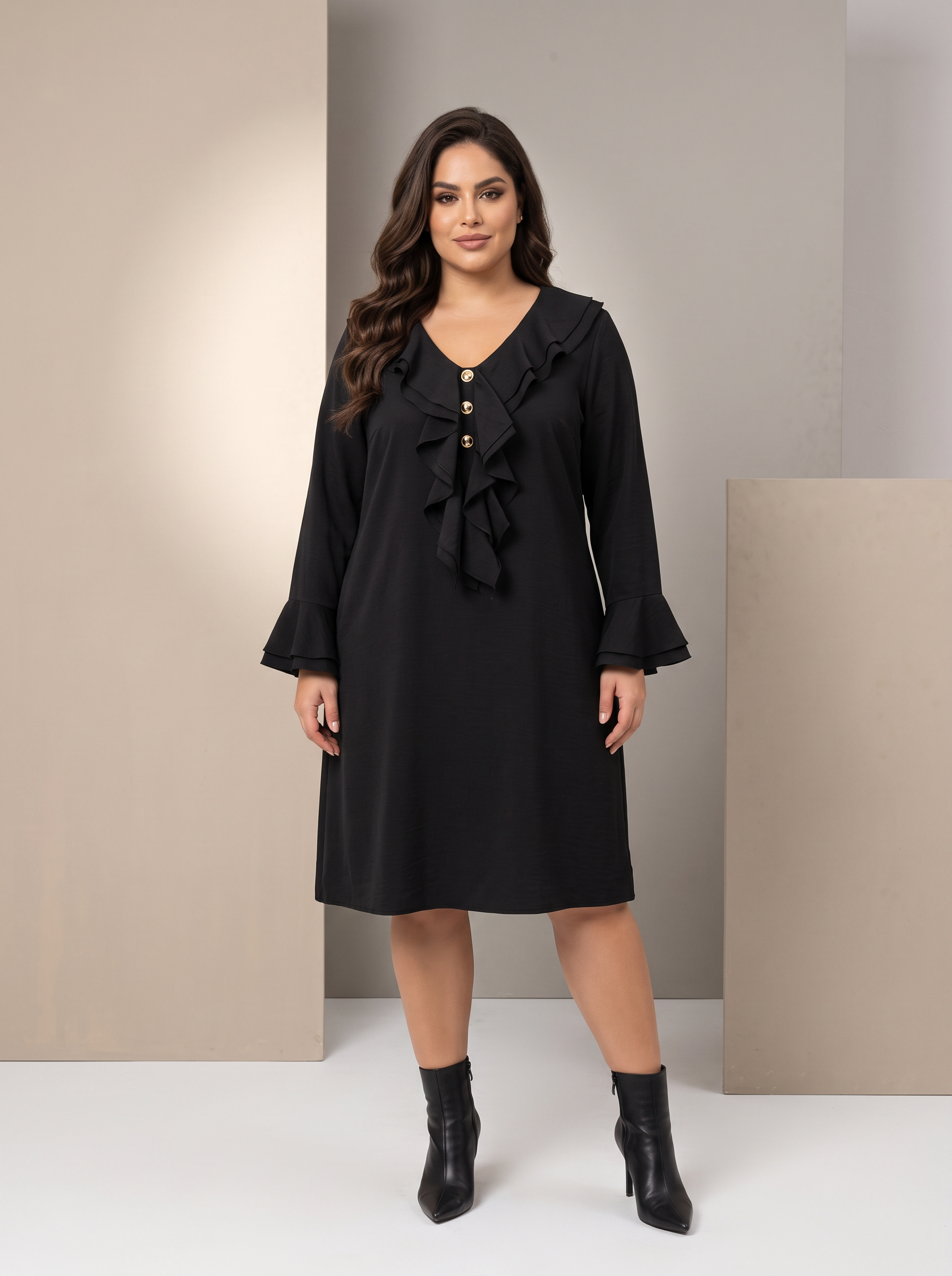Rochie elegantă de ocazie cu volane frumoase model PLUS SIZE