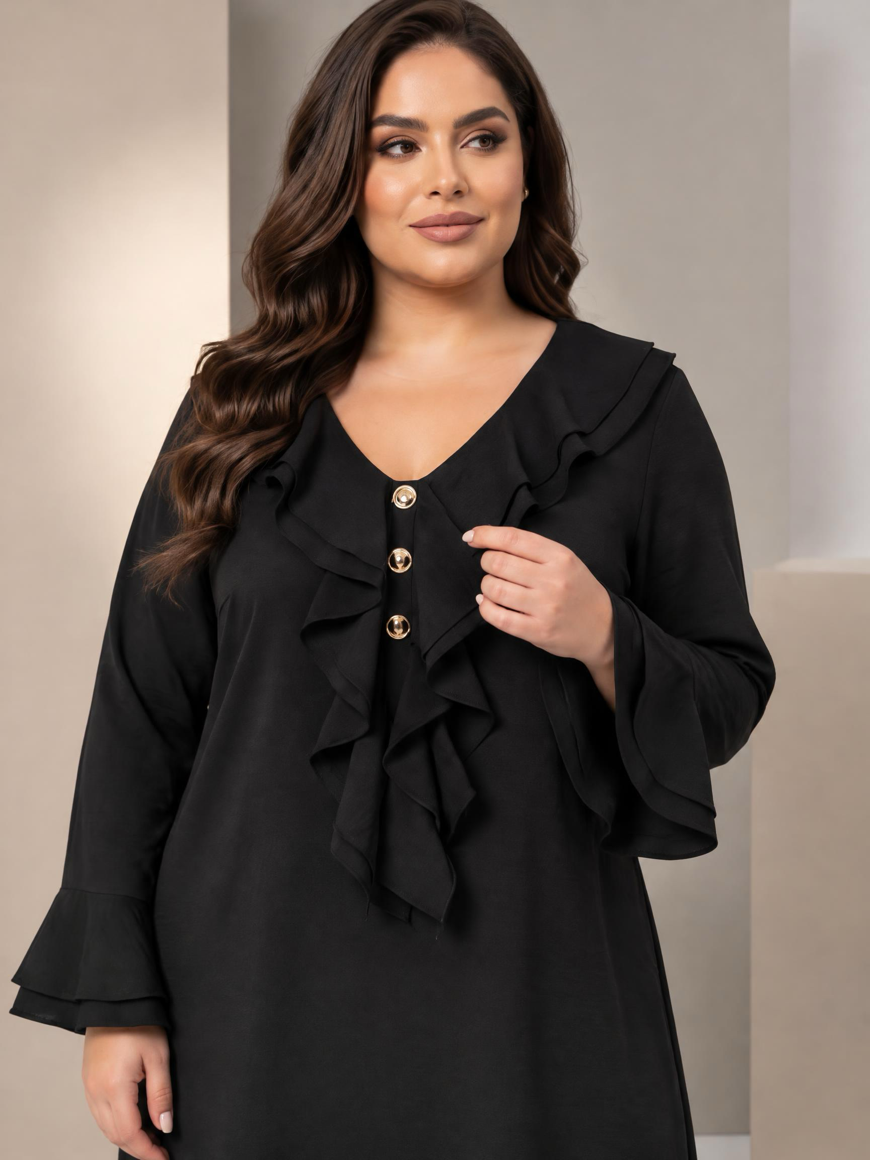 Rochie elegantă de ocazie cu volane frumoase model PLUS SIZE