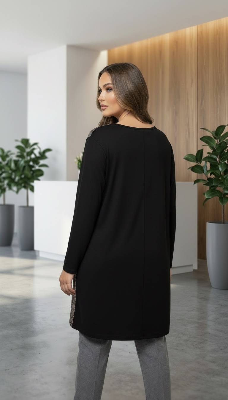 Tunică elegantă cu material impermeabil argintiu și pietricele