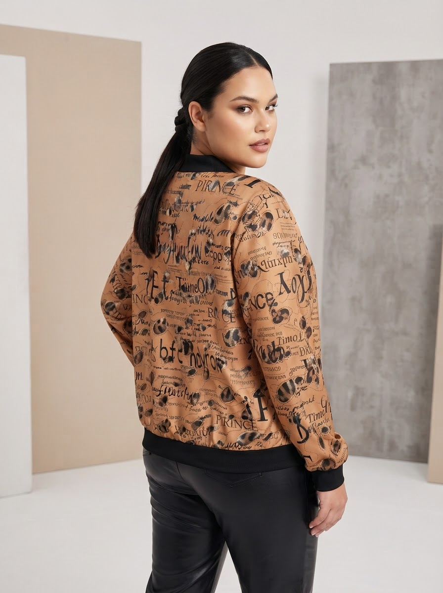 Jachetă sport elegantă tip bomber culoare caramel