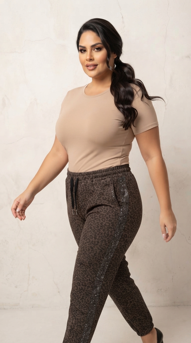 Pantaloni maxi eleganți cu împrimeu animalier modern