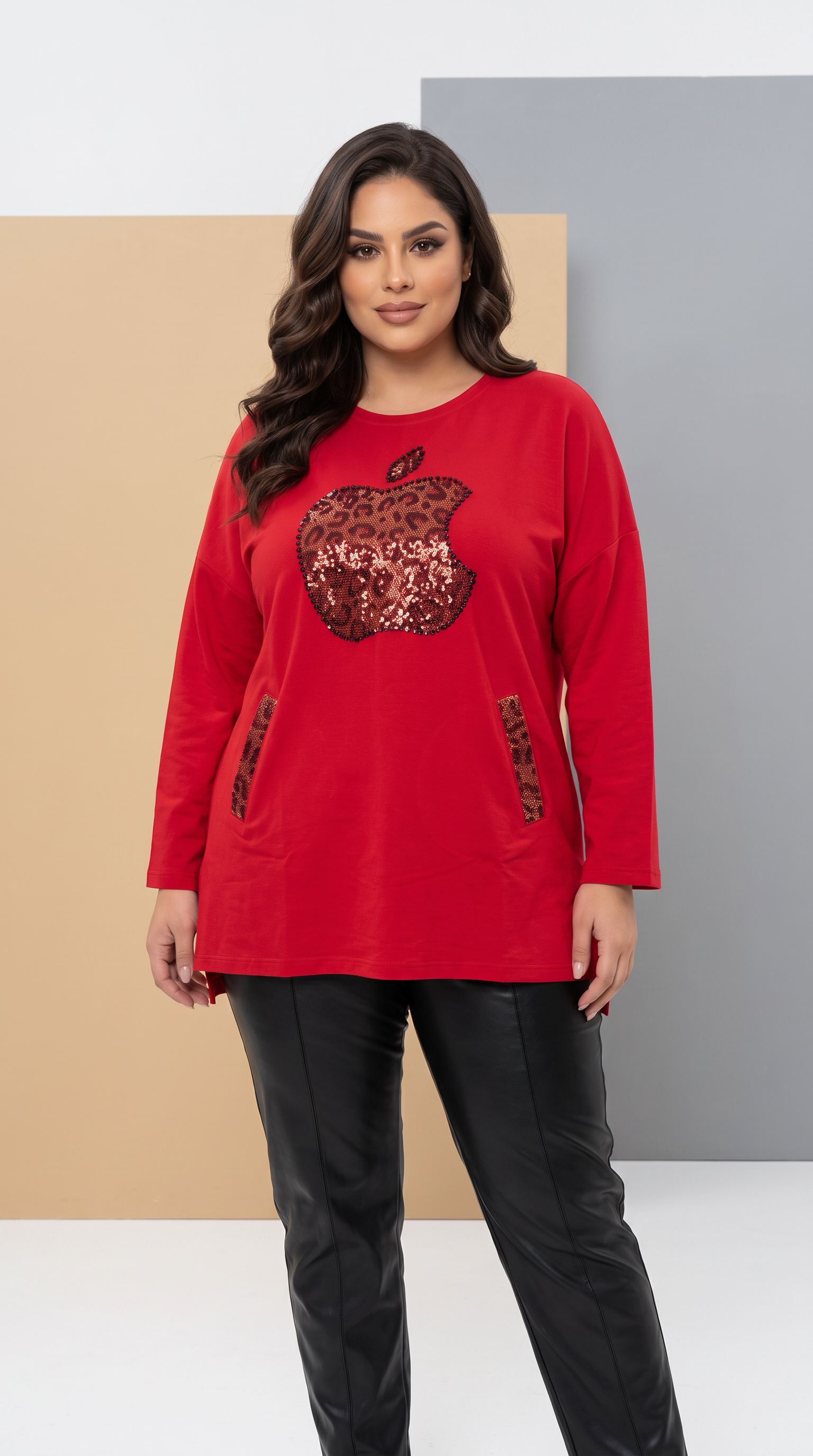 Bluză de boutique cu accent frontal leopard