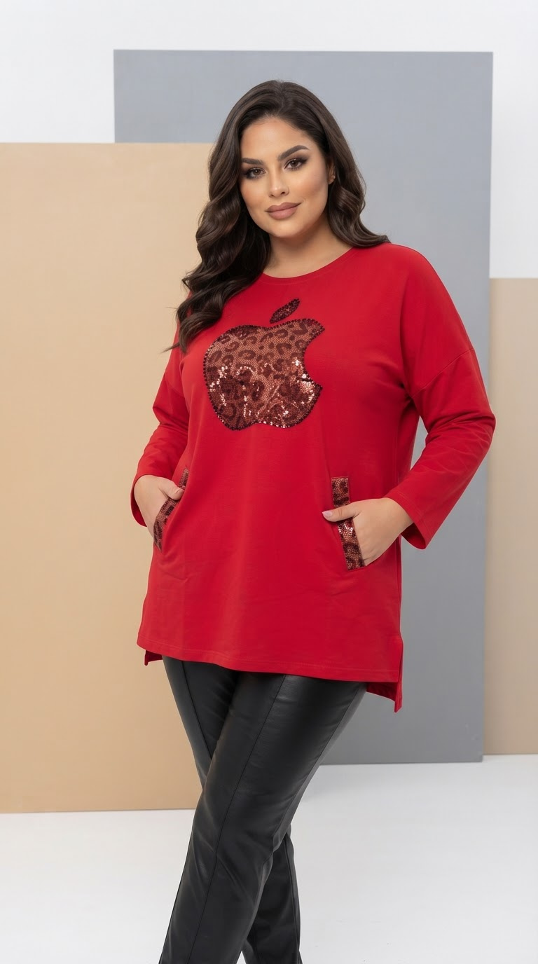 Bluză de boutique cu accent frontal leopard