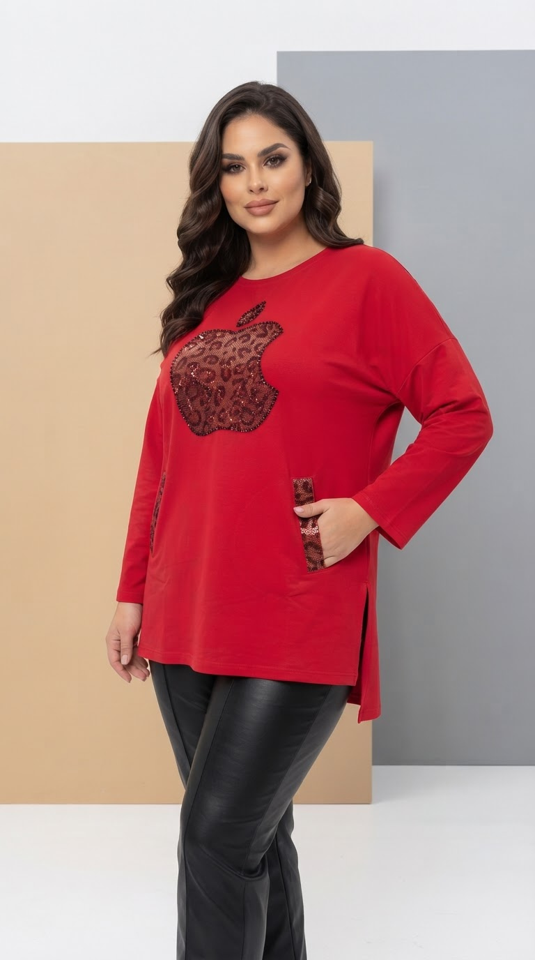 Bluză de boutique cu accent frontal leopard