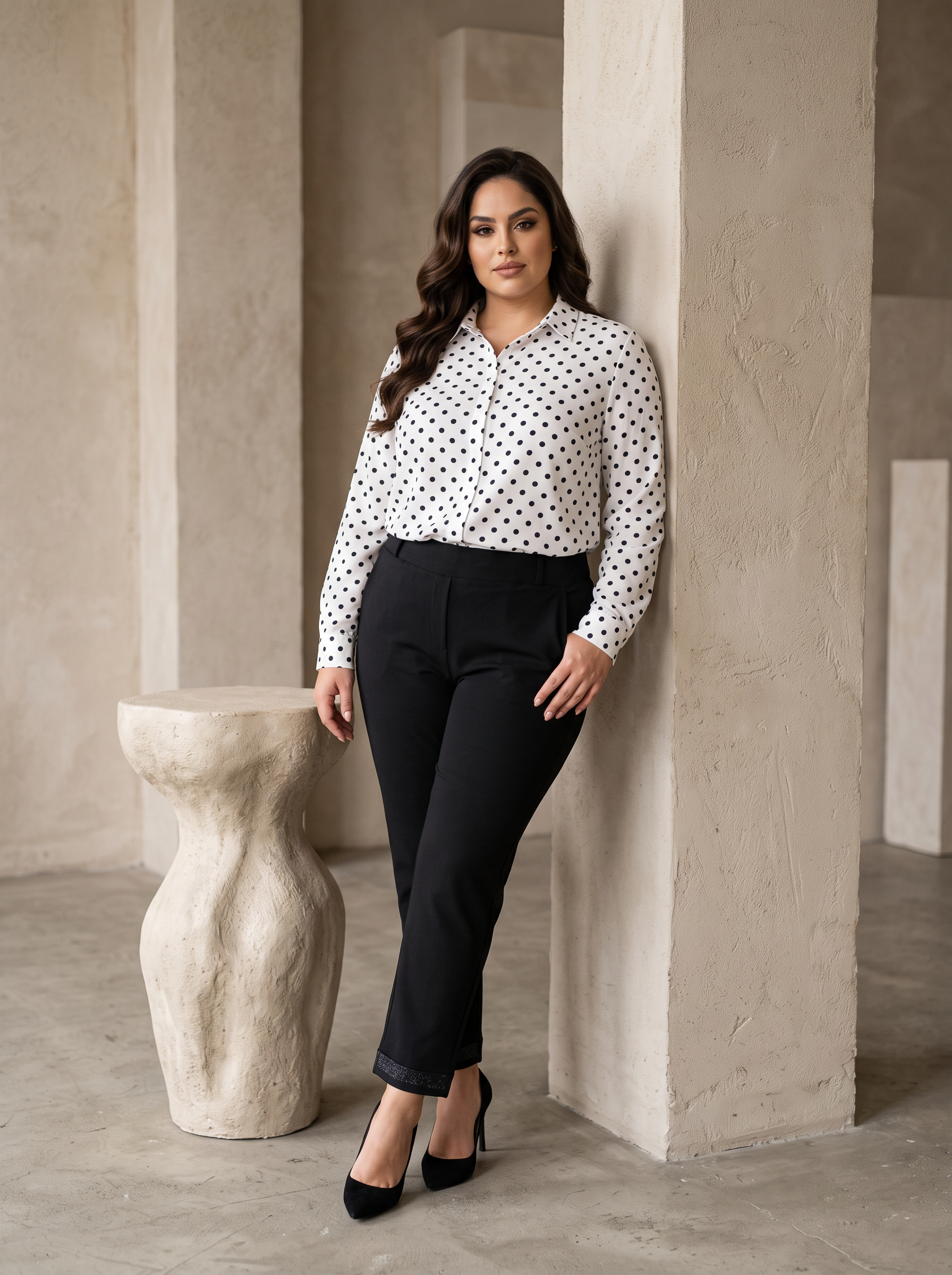 Pantaloni maxi negri eleganți cu pietricele