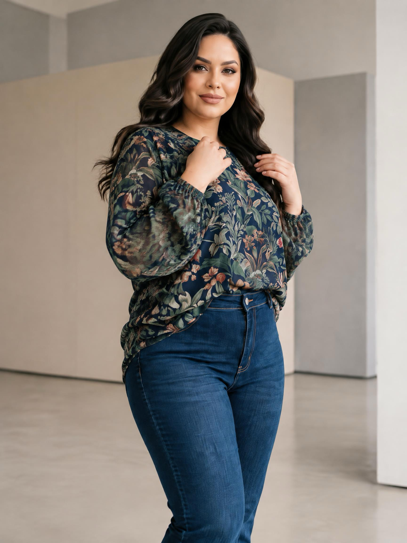 Blugi maxi din denim bleumarin cu material elastic