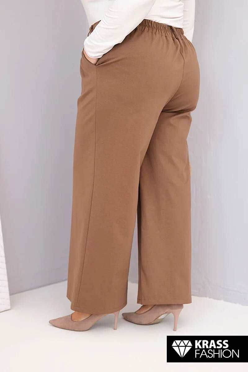 Pantaloni maxi moderni culoarea cappuccino model evazat