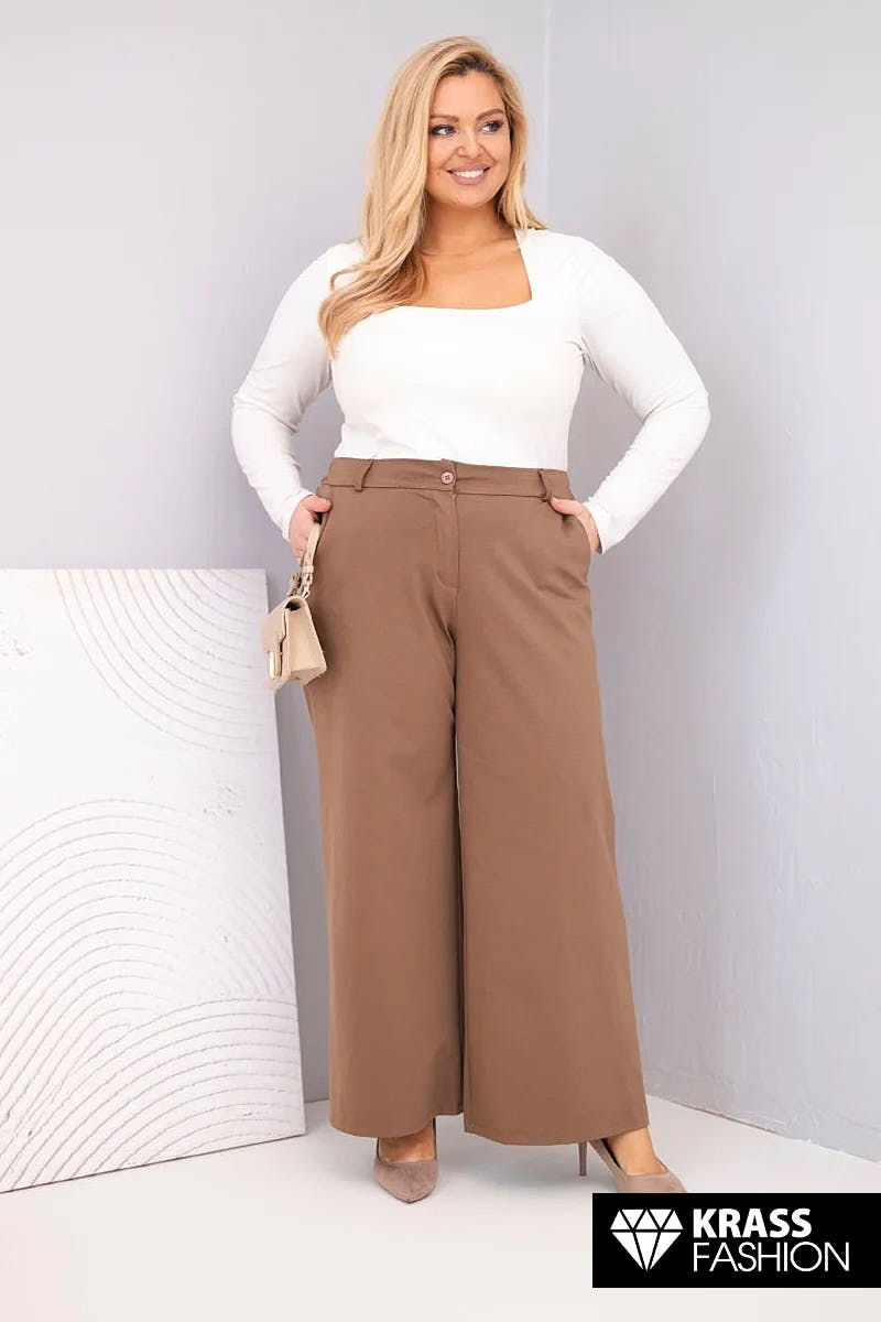 Pantaloni maxi moderni culoarea cappuccino model evazat