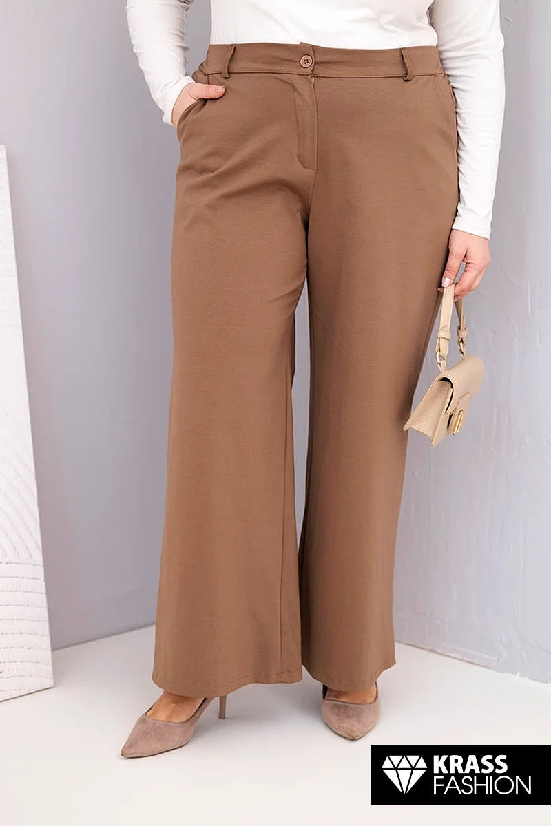 Pantaloni maxi moderni culoarea cappuccino model evazat