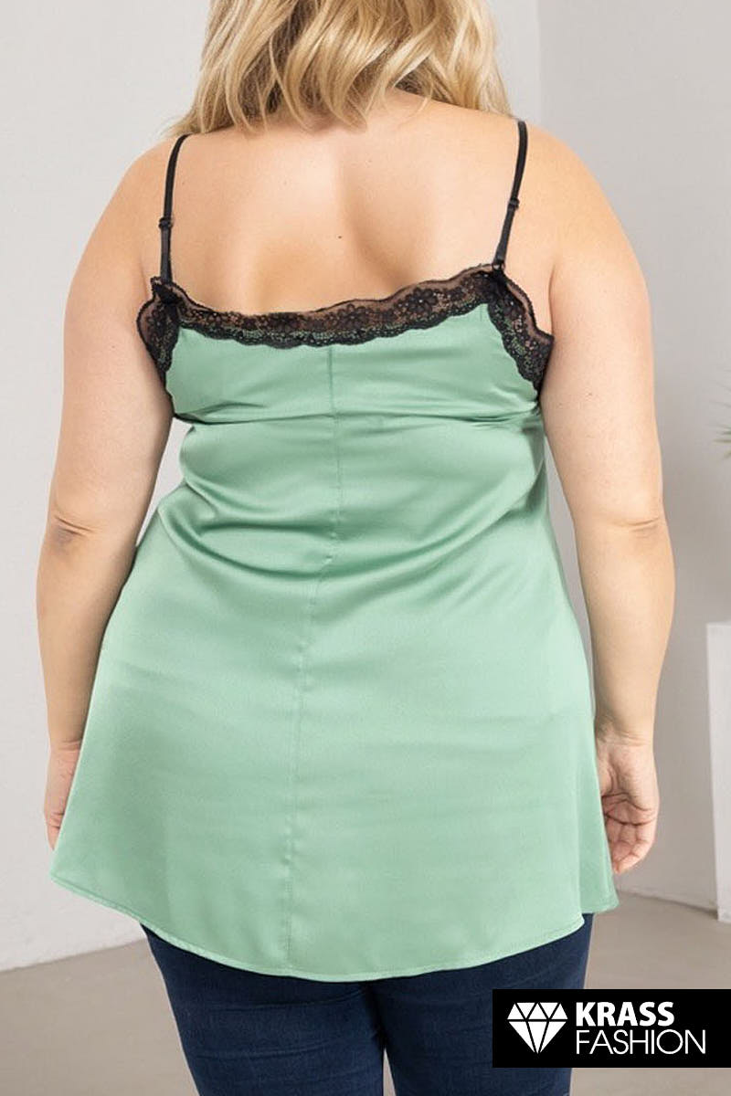 Top elegant verde cu dantelă delicată