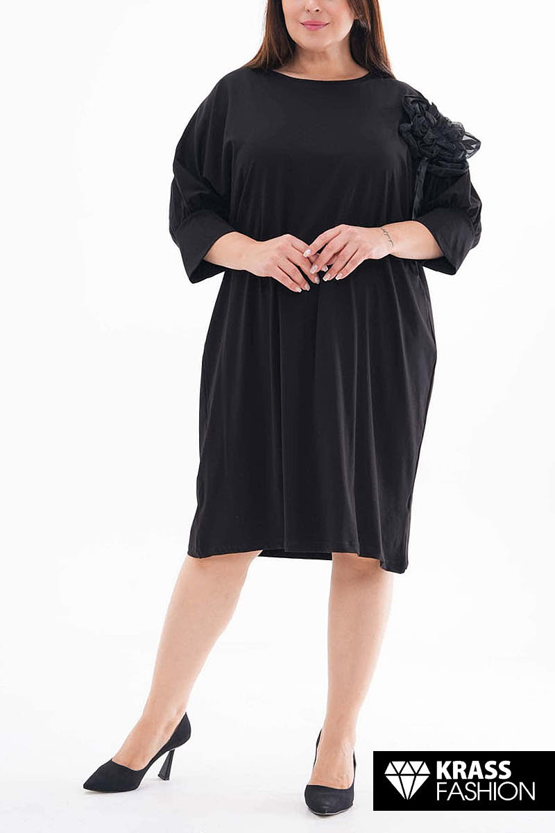Rochie elegantă cu floare 3D pe mânecă