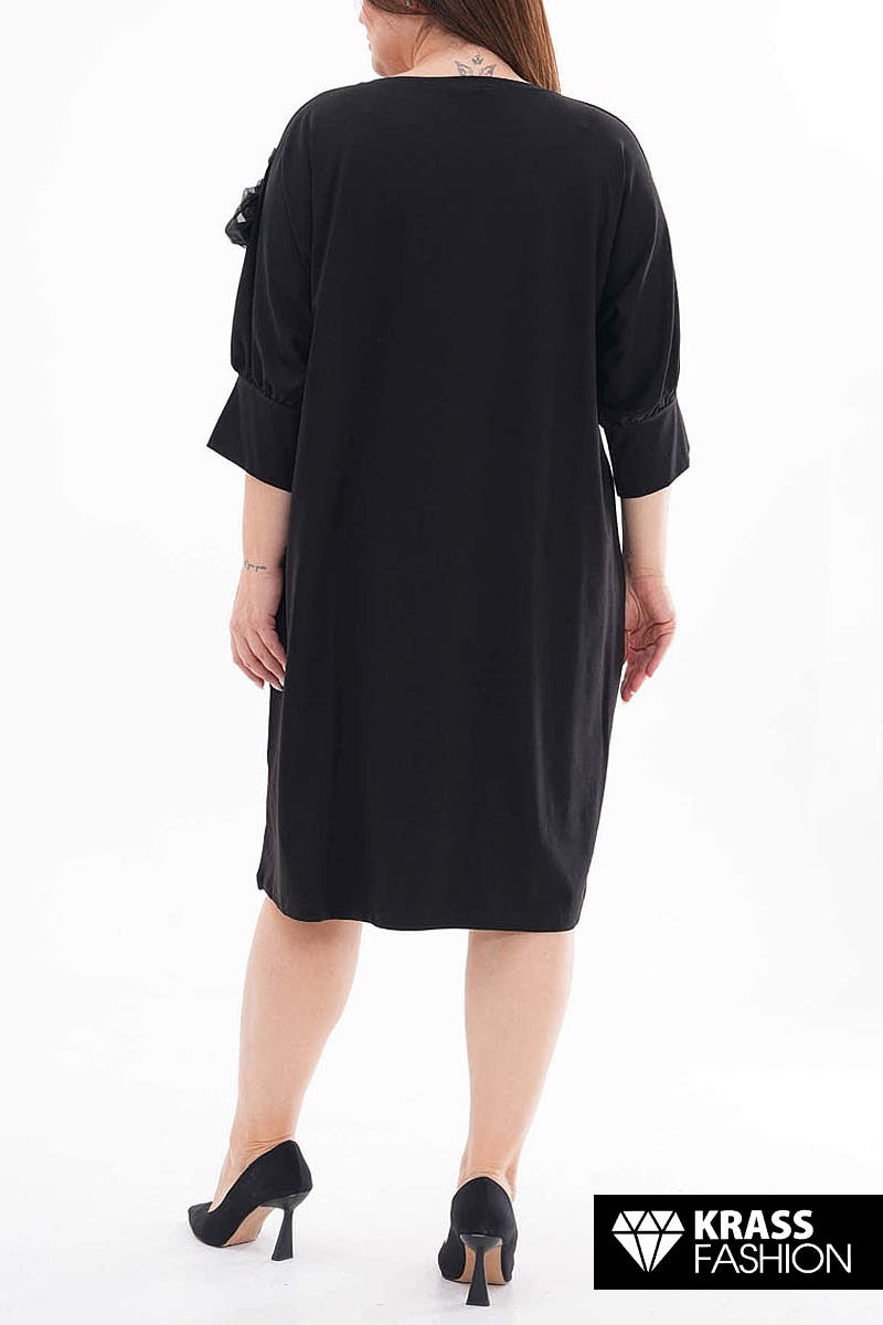 Rochie elegantă cu floare 3D pe mânecă