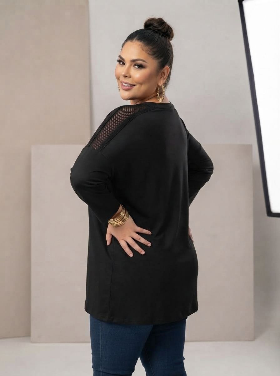 Bluză maxi elegantă cu floare brodată spectaculoasă