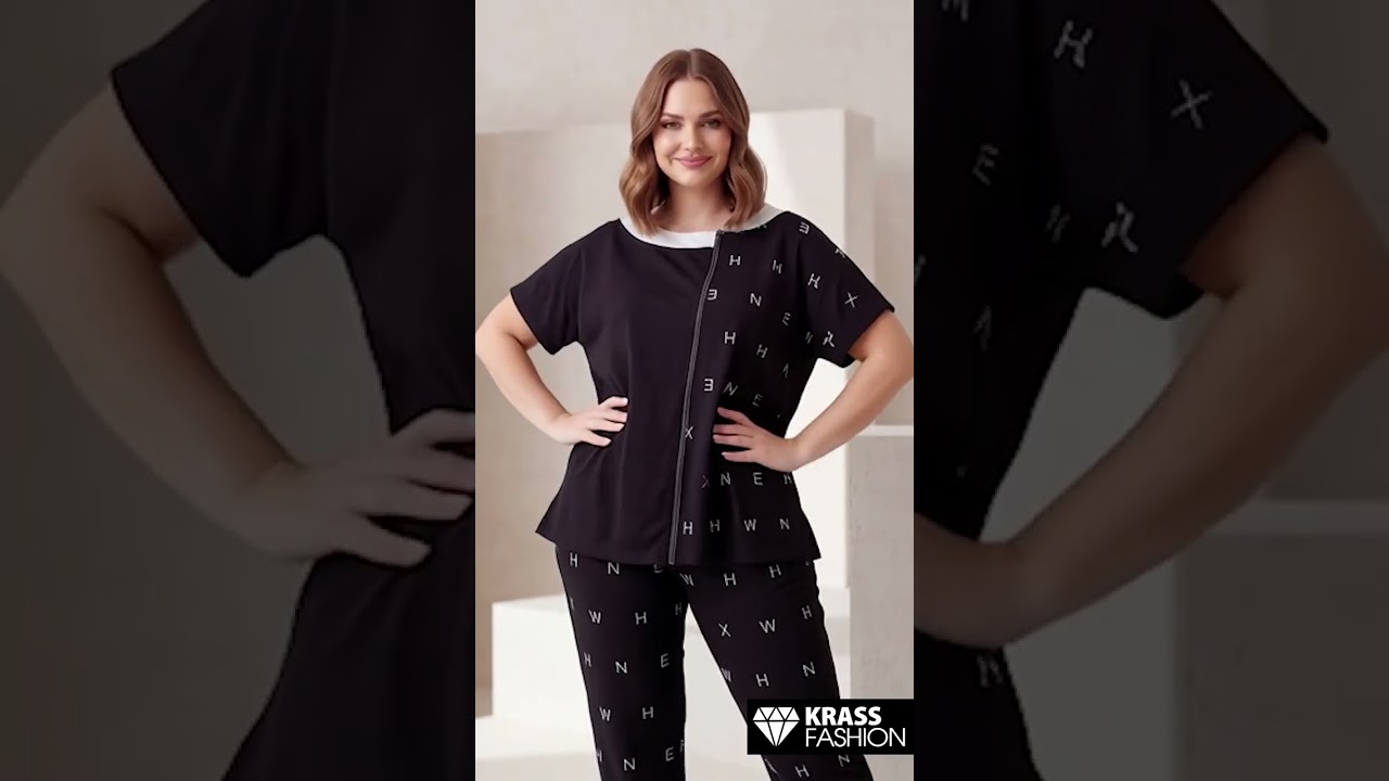 Set damă PLUS SIZE din material ușor cu design elegant