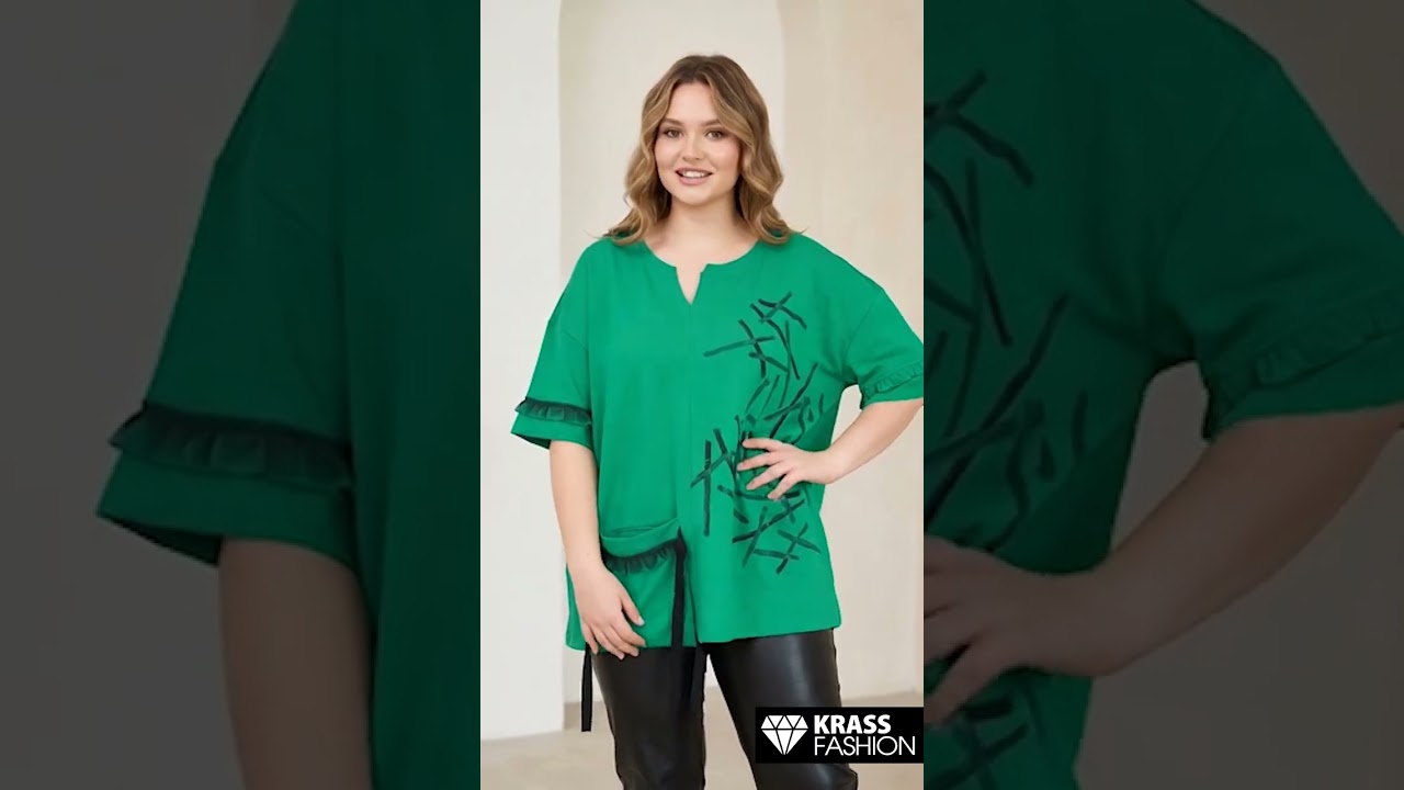 Tunică modernă verde cu buzunar și design elegant